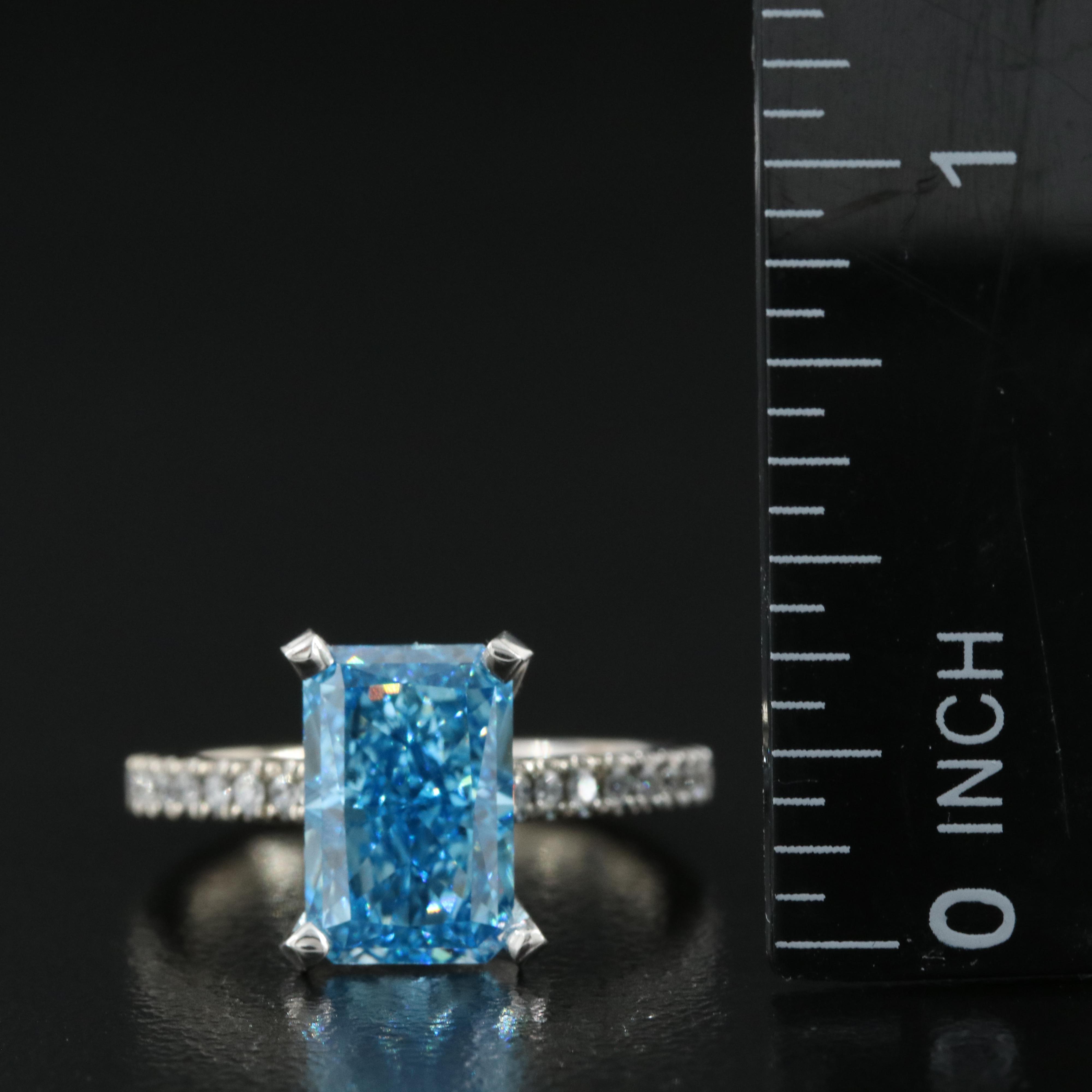 14K 3.23 CTW Diamond Ring with Platinum Accent and Fancy Color Center