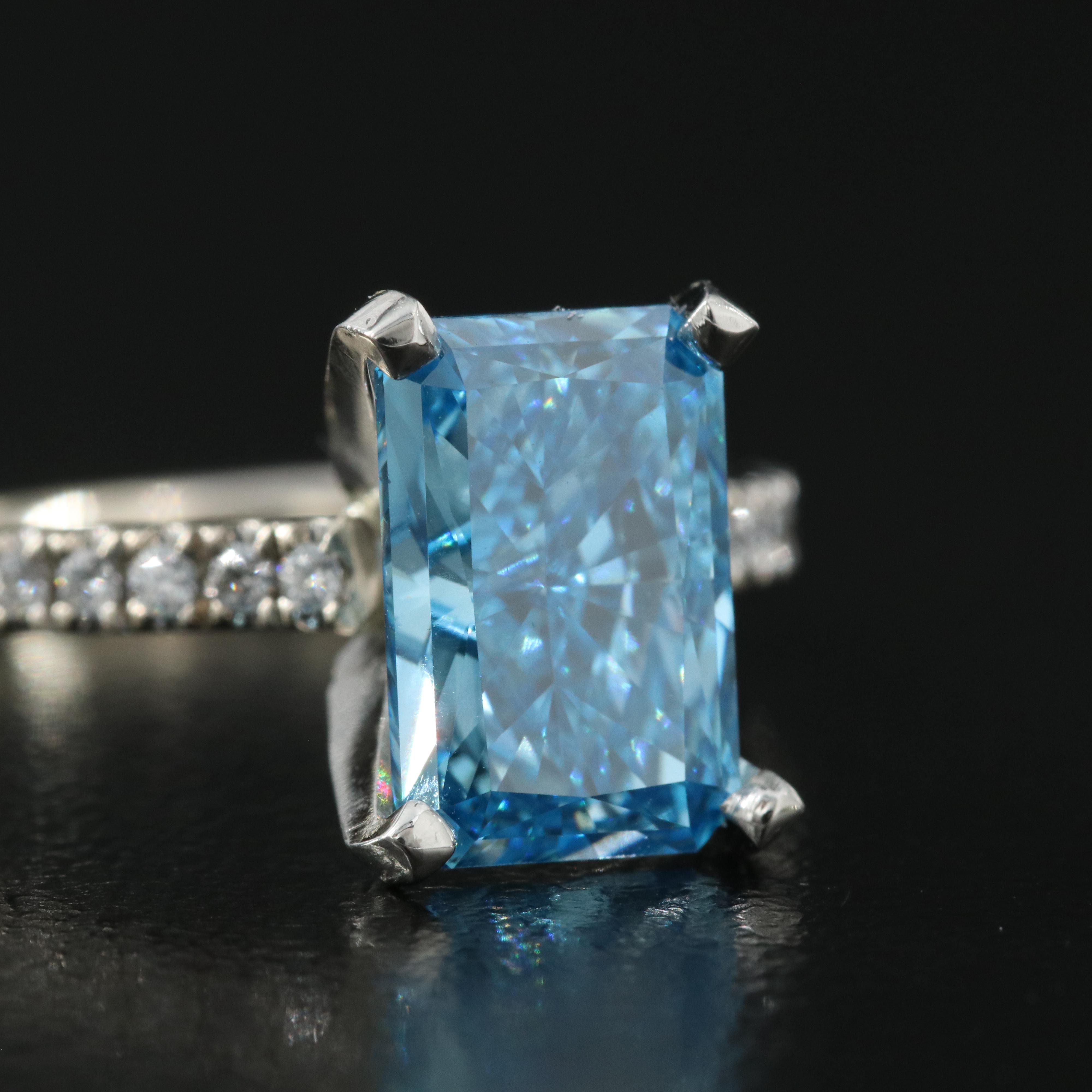 14K 3.23 CTW Diamond Ring with Platinum Accent and Fancy Color Center