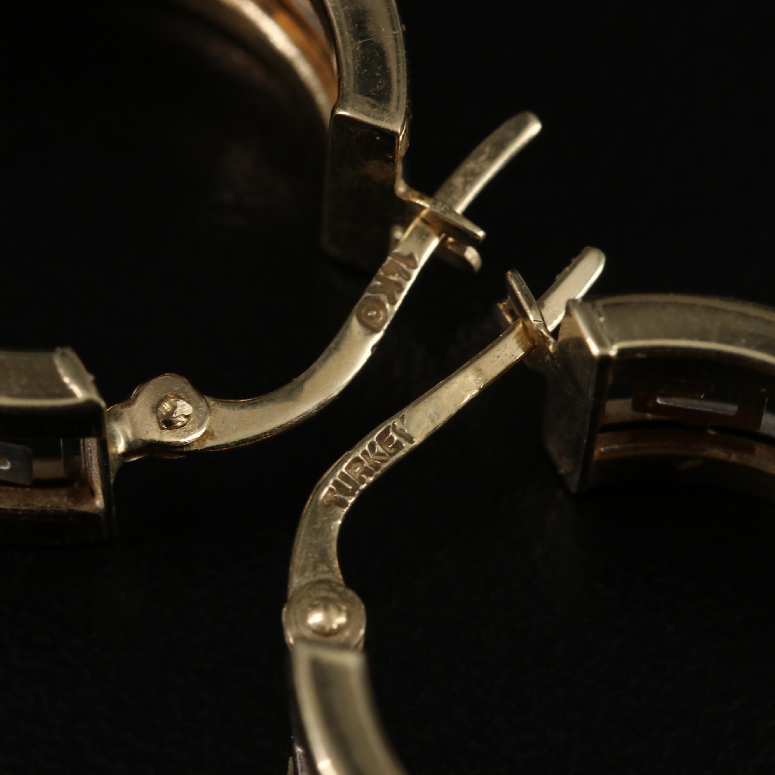 14K Greek Key Hoop Earrings