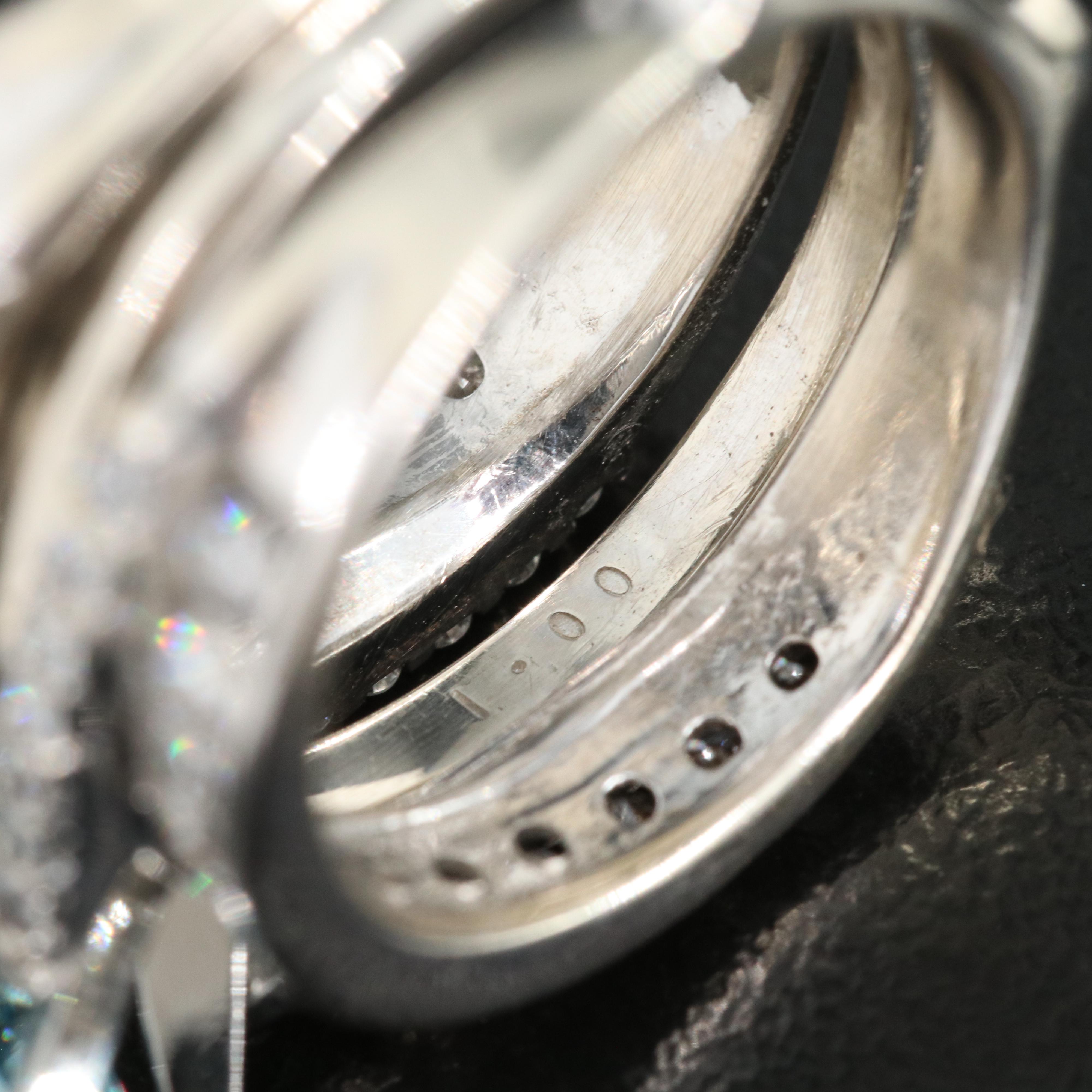 14K 3.49 CTW Diamond Ring and Band with Fancy Blue Center