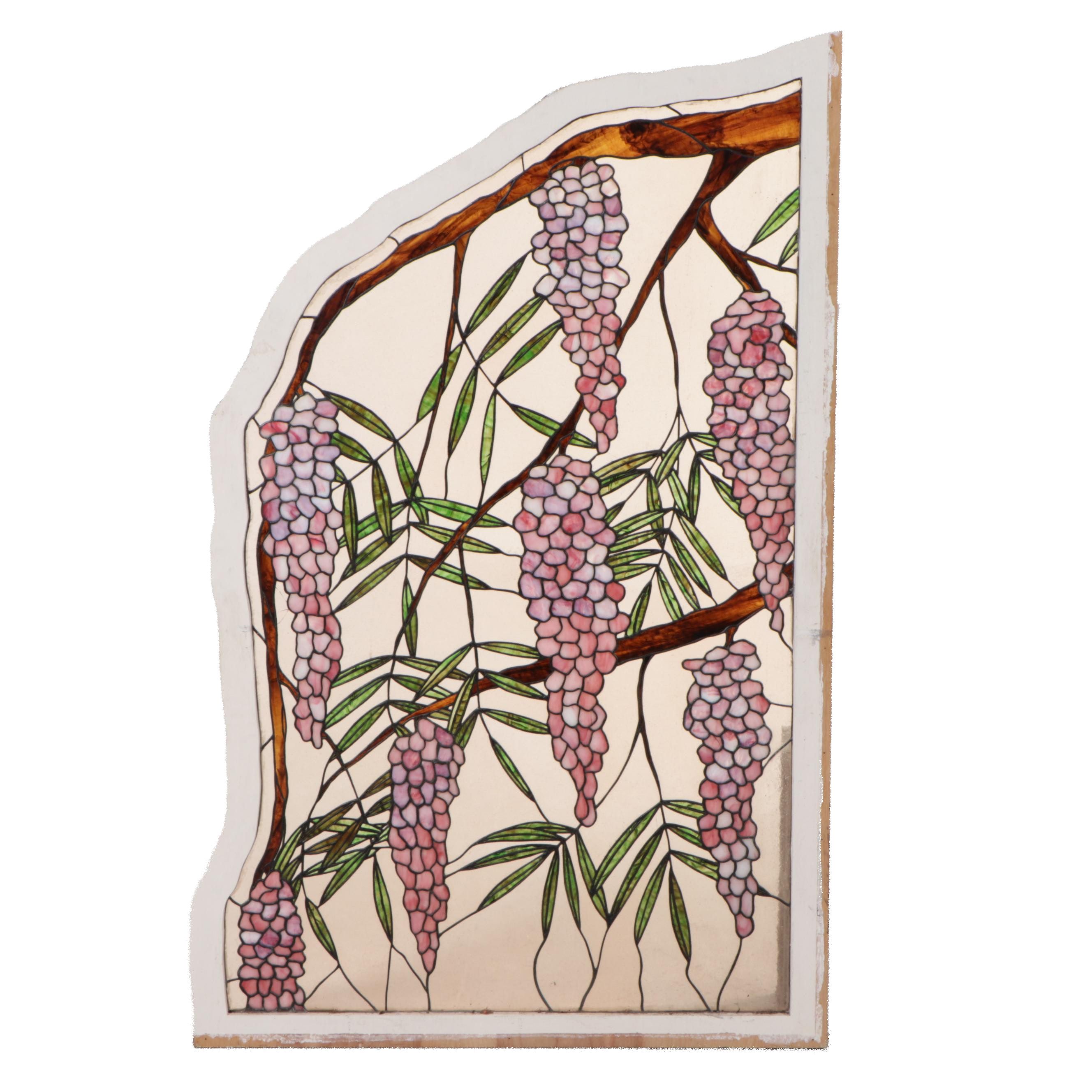 Victorian Style Wisteria-Pattern Stained Glass Window Panel