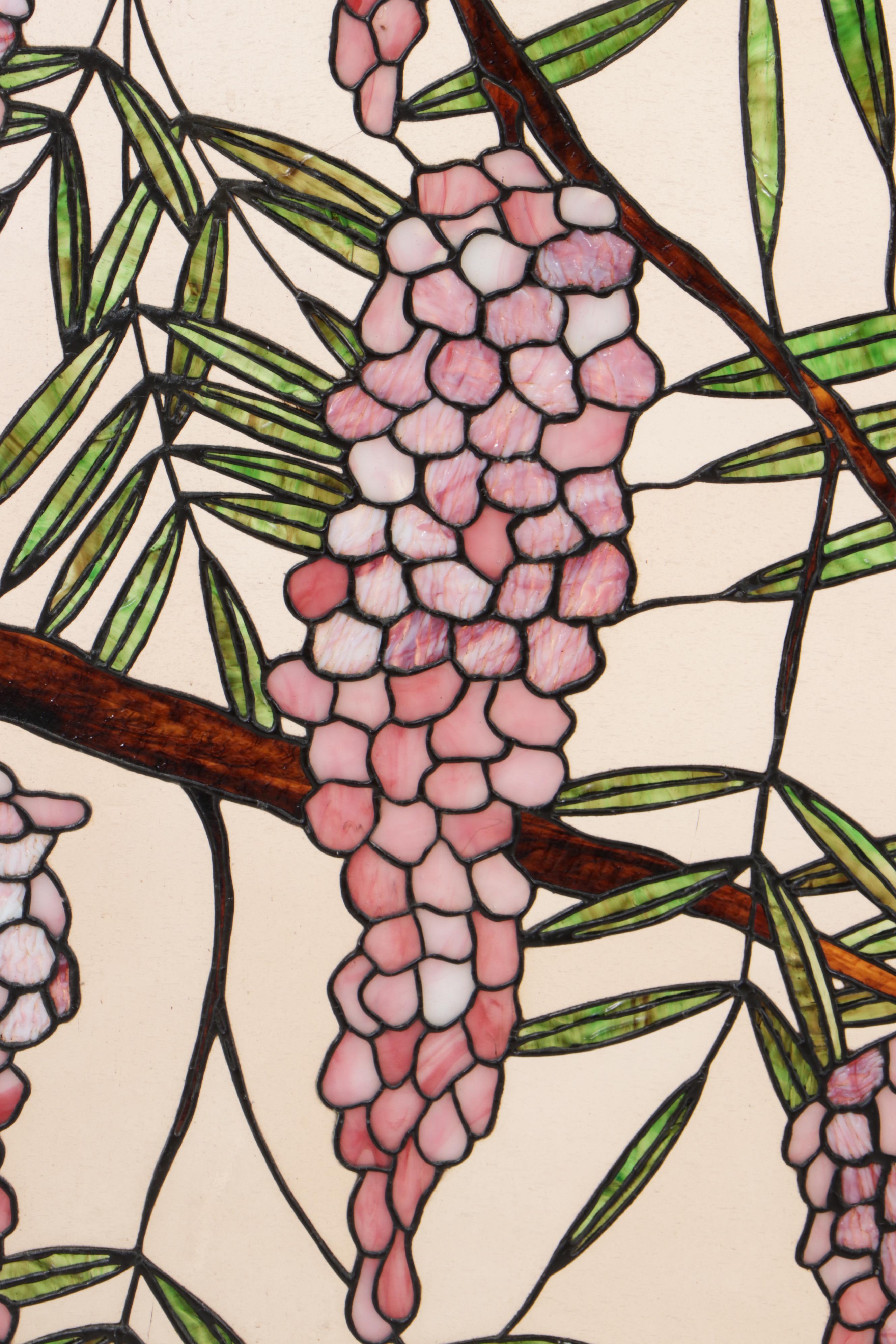 Victorian Style Wisteria-Pattern Stained Glass Window Panel