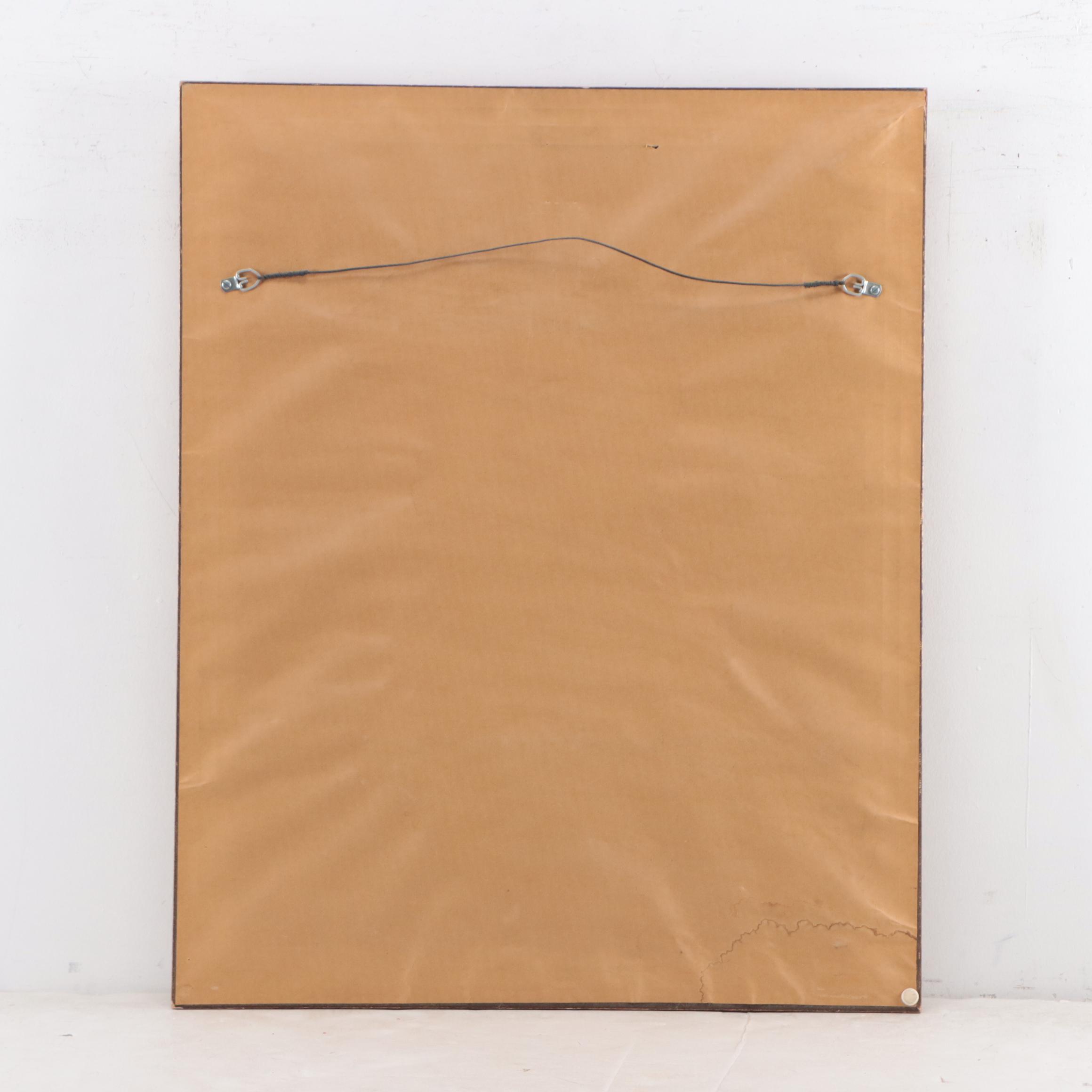 French Needlepoint Embroidery of Man With Staff