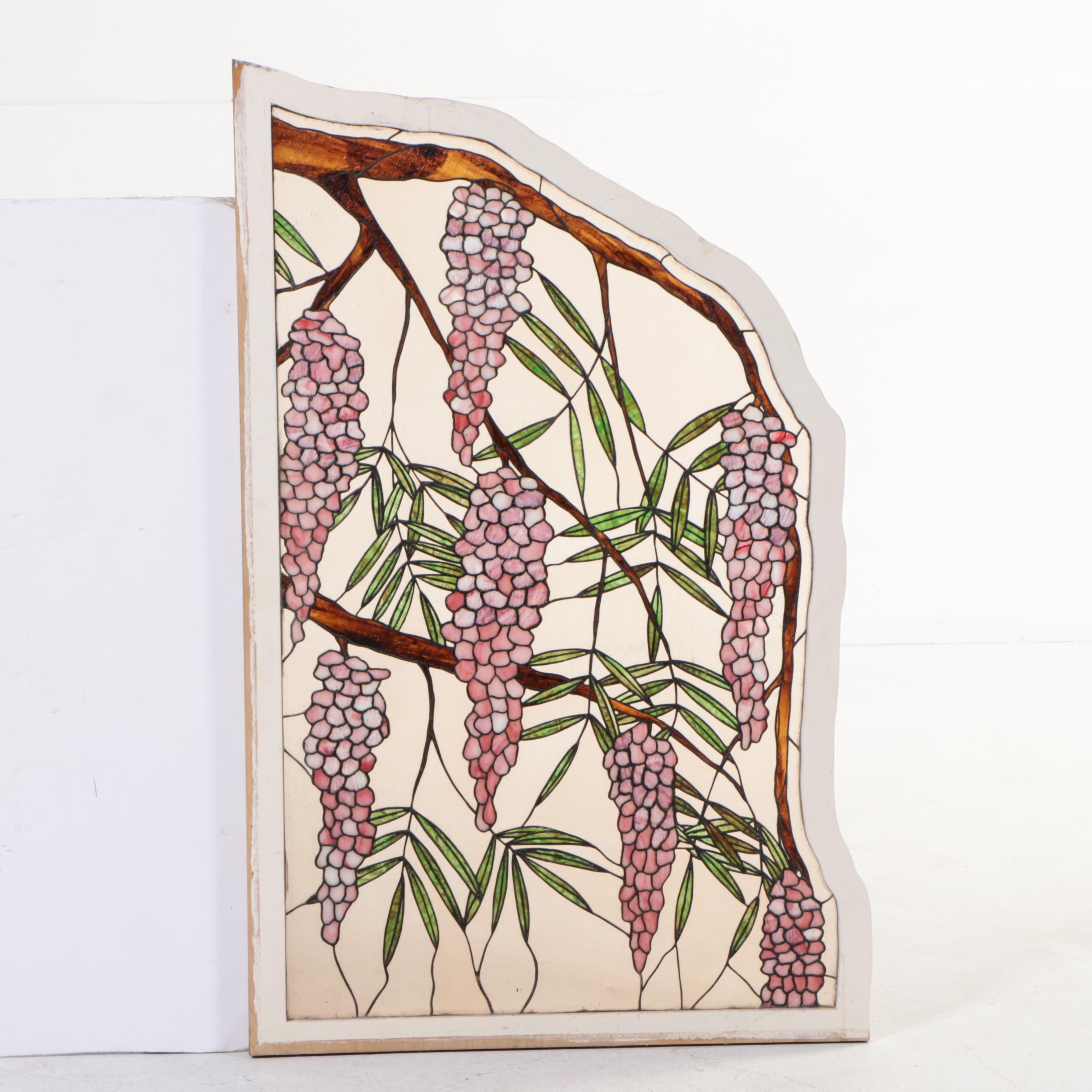 Victorian Style Wisteria-Pattern Stained Glass Window Panel