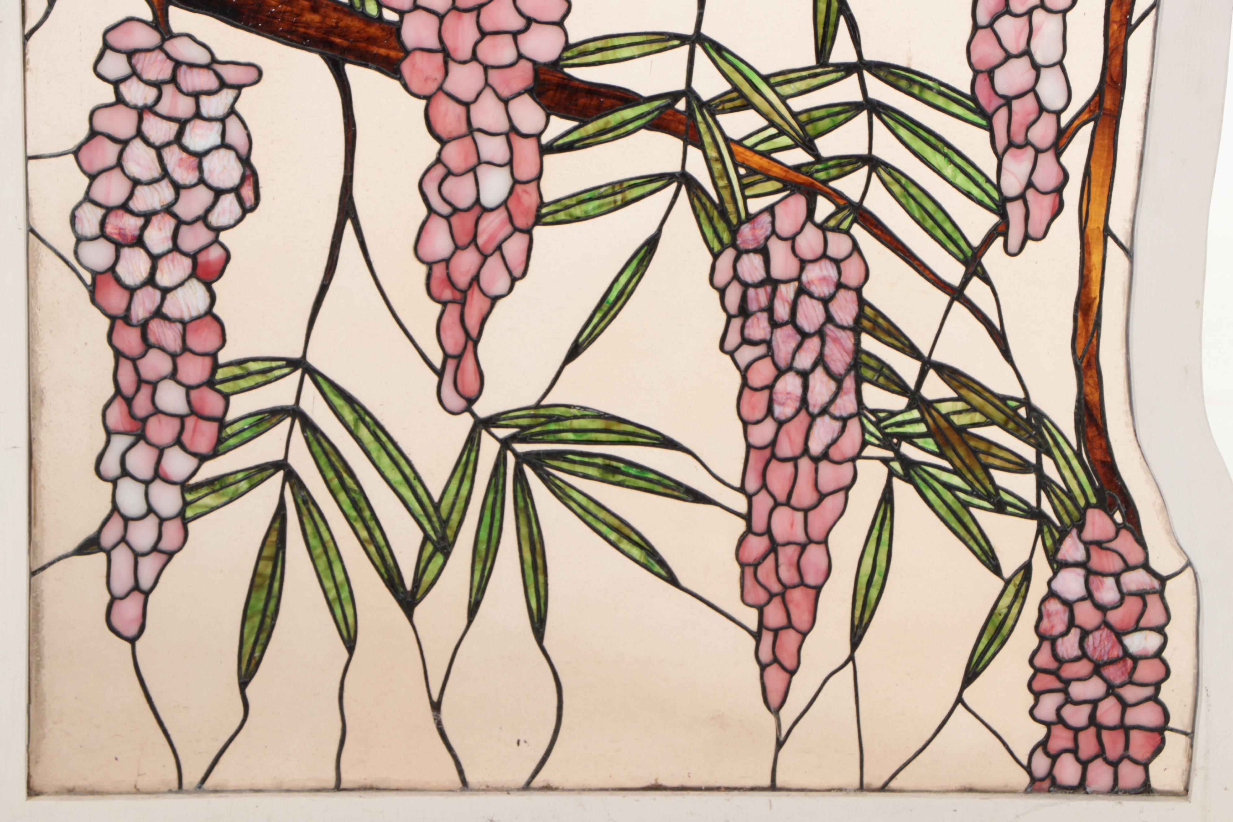 Victorian Style Wisteria-Pattern Stained Glass Window Panel