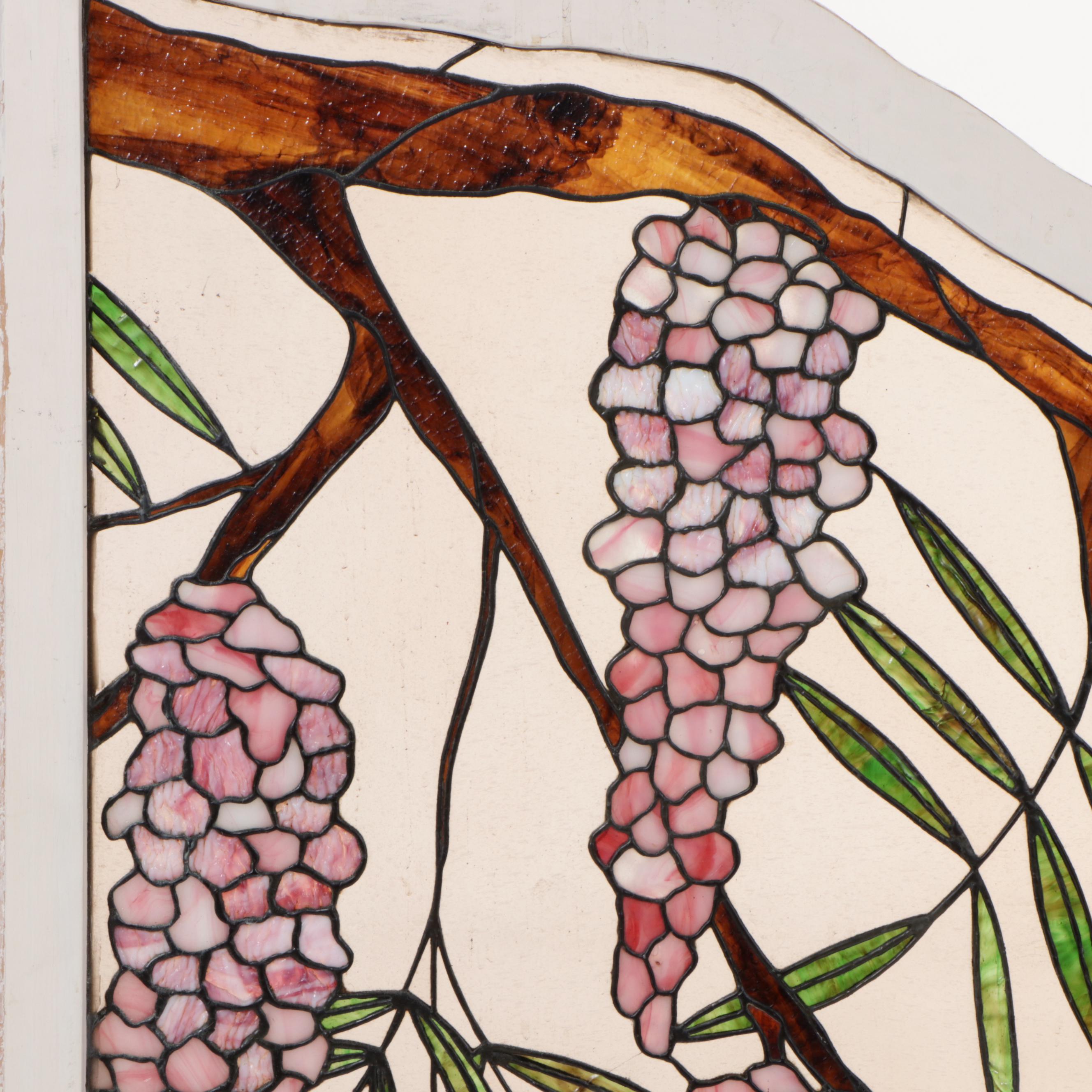 Victorian Style Wisteria-Pattern Stained Glass Window Panel
