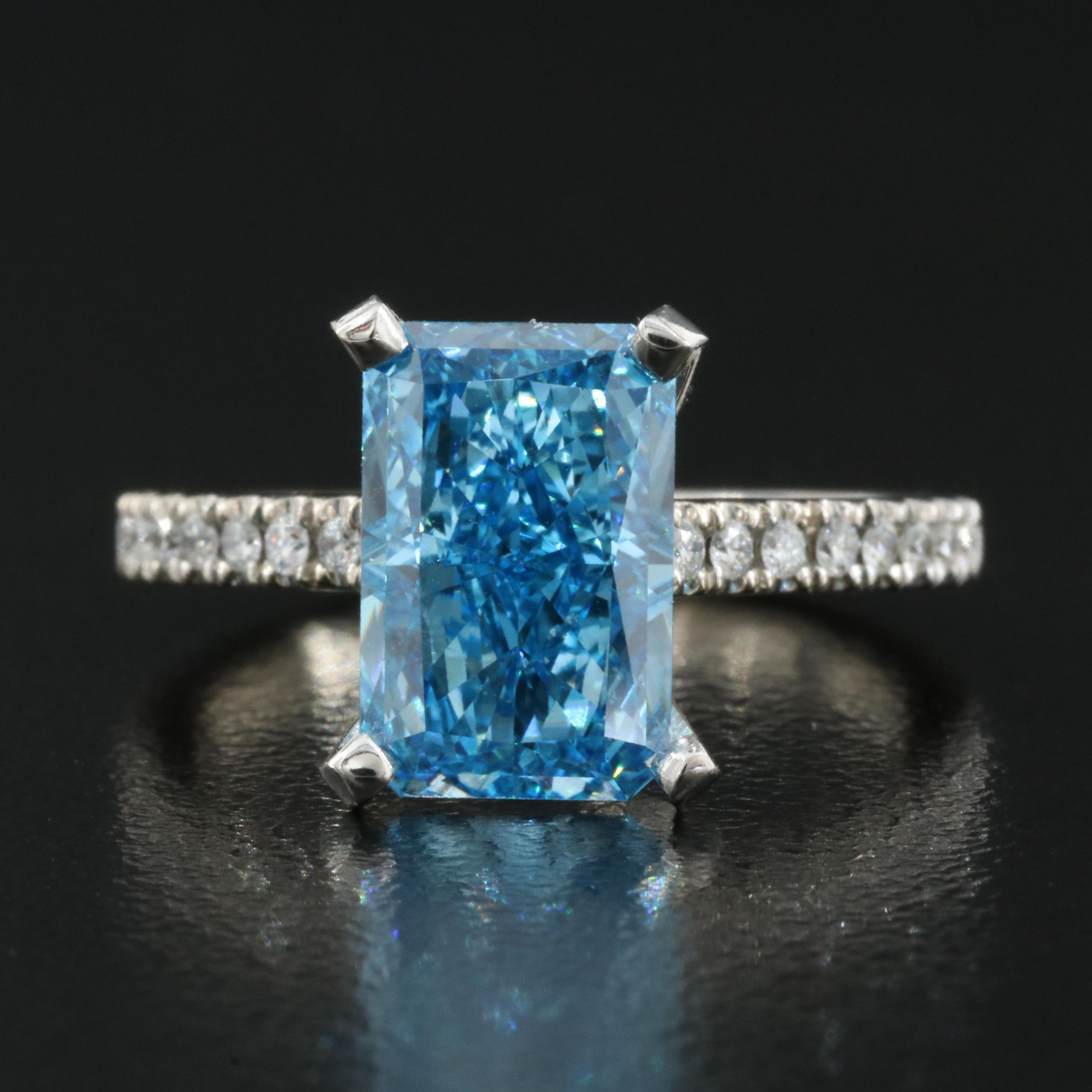 14K 3.23 CTW Diamond Ring with Platinum Accent and Fancy Color Center