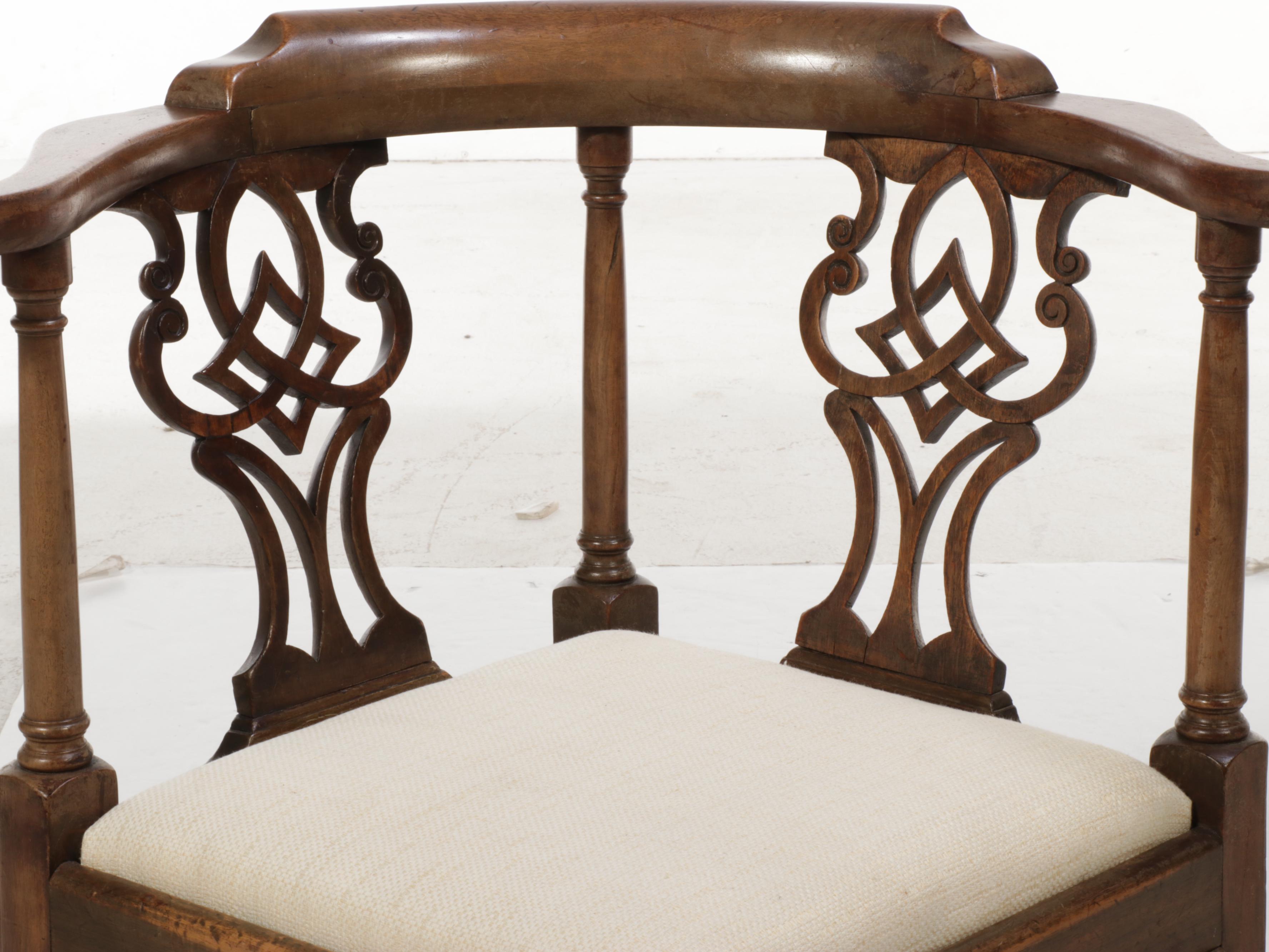 George III Style Mahogany Corner Chair, Late 19th/Early 20th Century