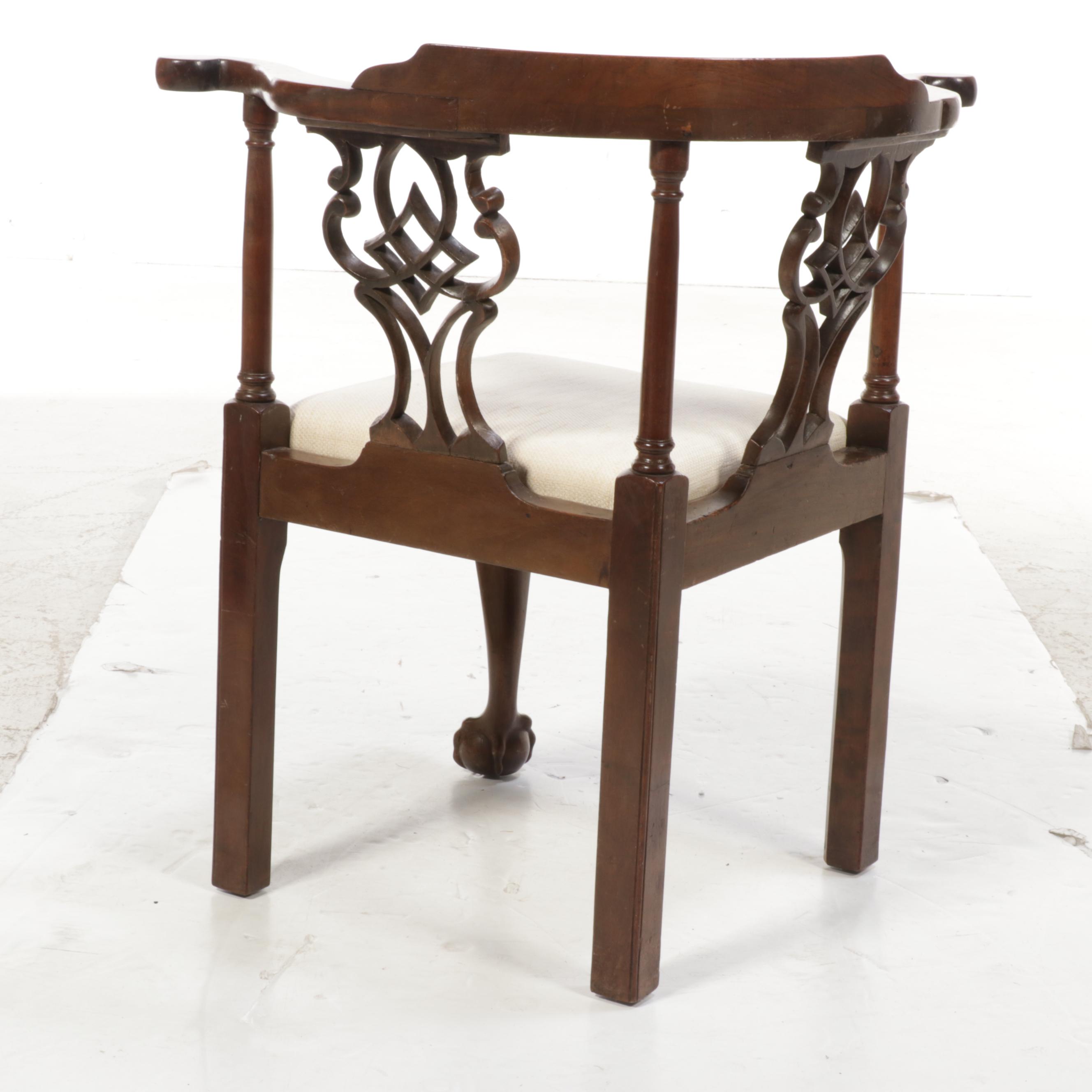 George III Style Mahogany Corner Chair, Late 19th/Early 20th Century