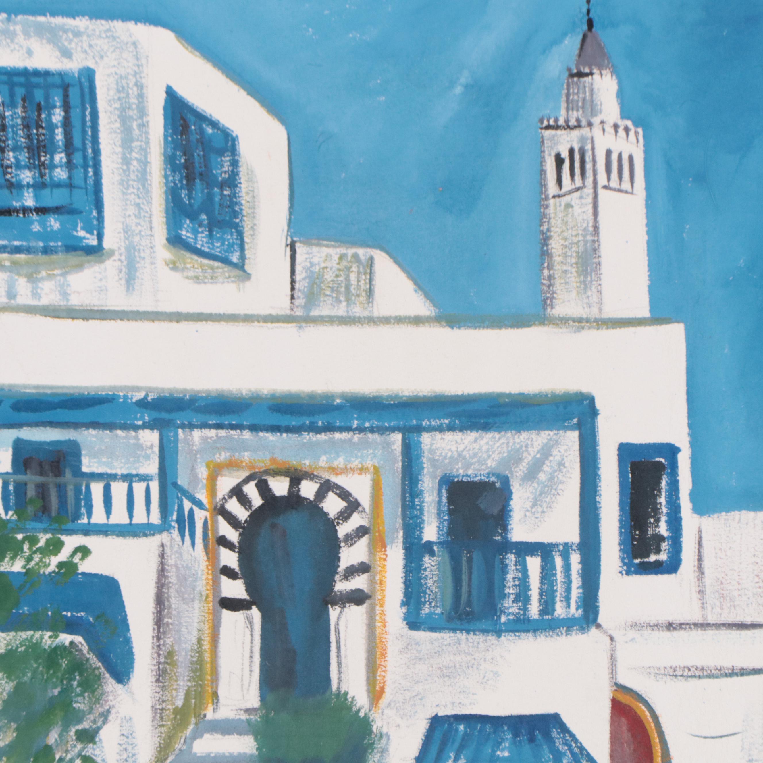 Middle Eastern Street Scene Oil Painting