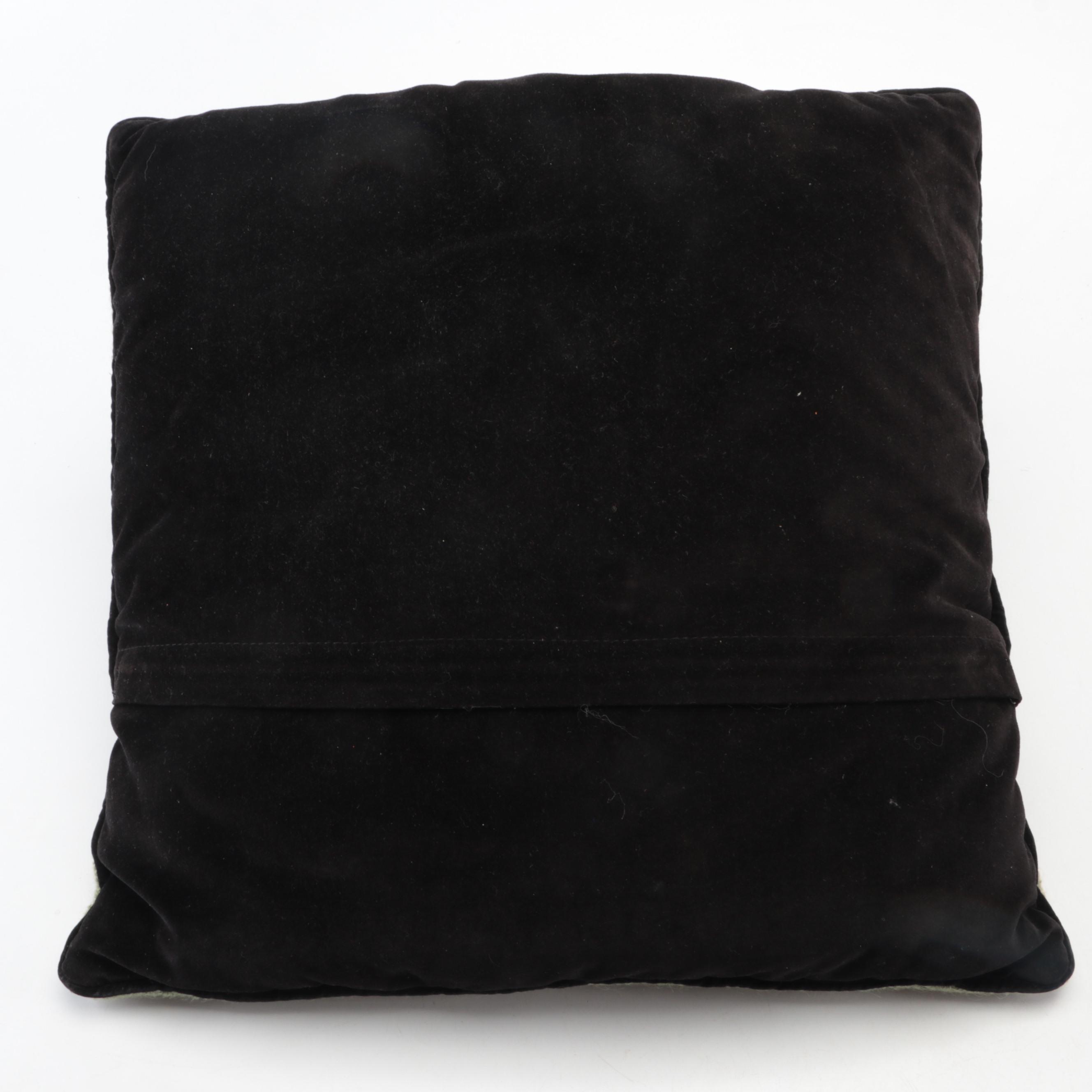 Chicken Themed Needlepoint Pillow and Ceramic Egg Plate with Dried Gourd