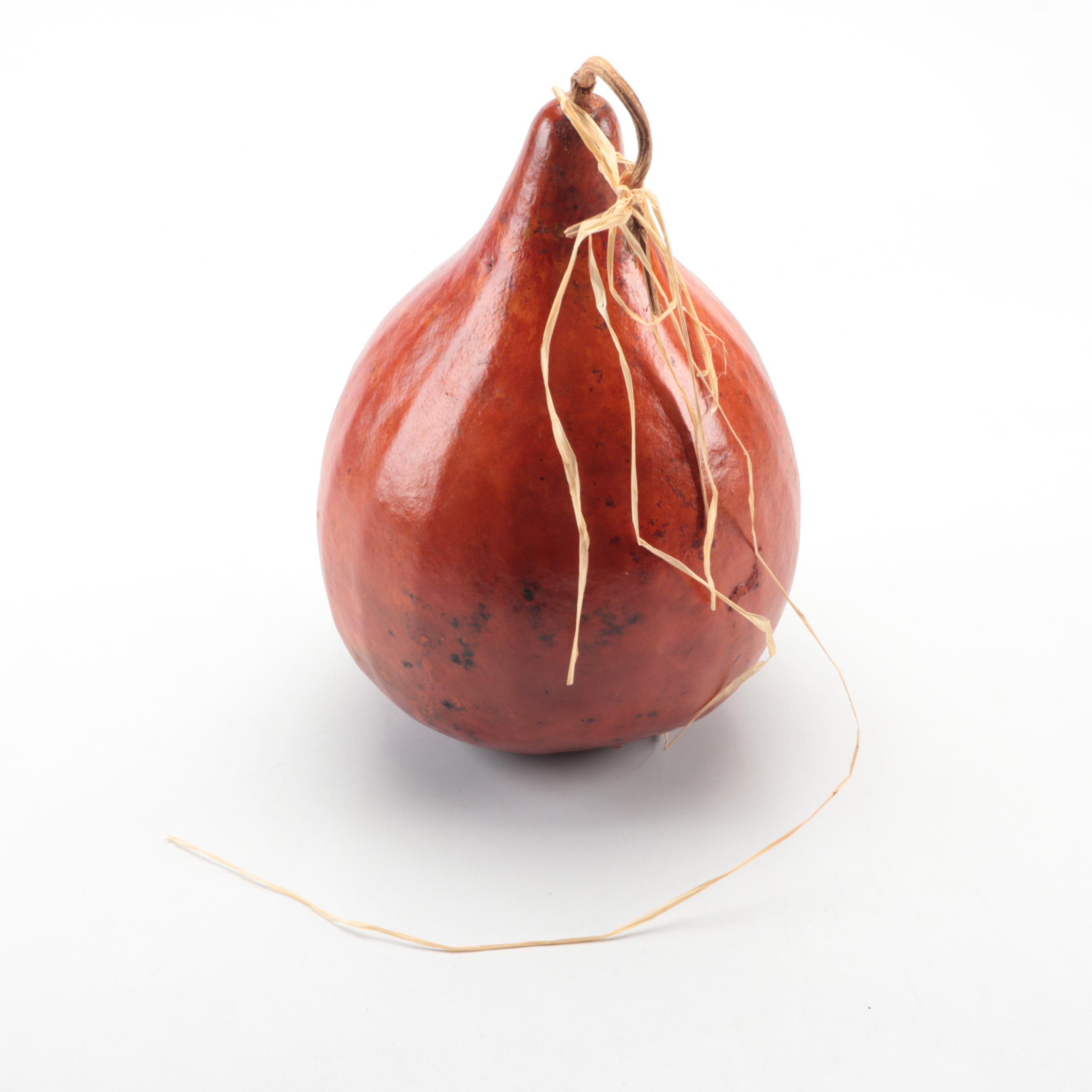 Chicken Themed Needlepoint Pillow and Ceramic Egg Plate with Dried Gourd