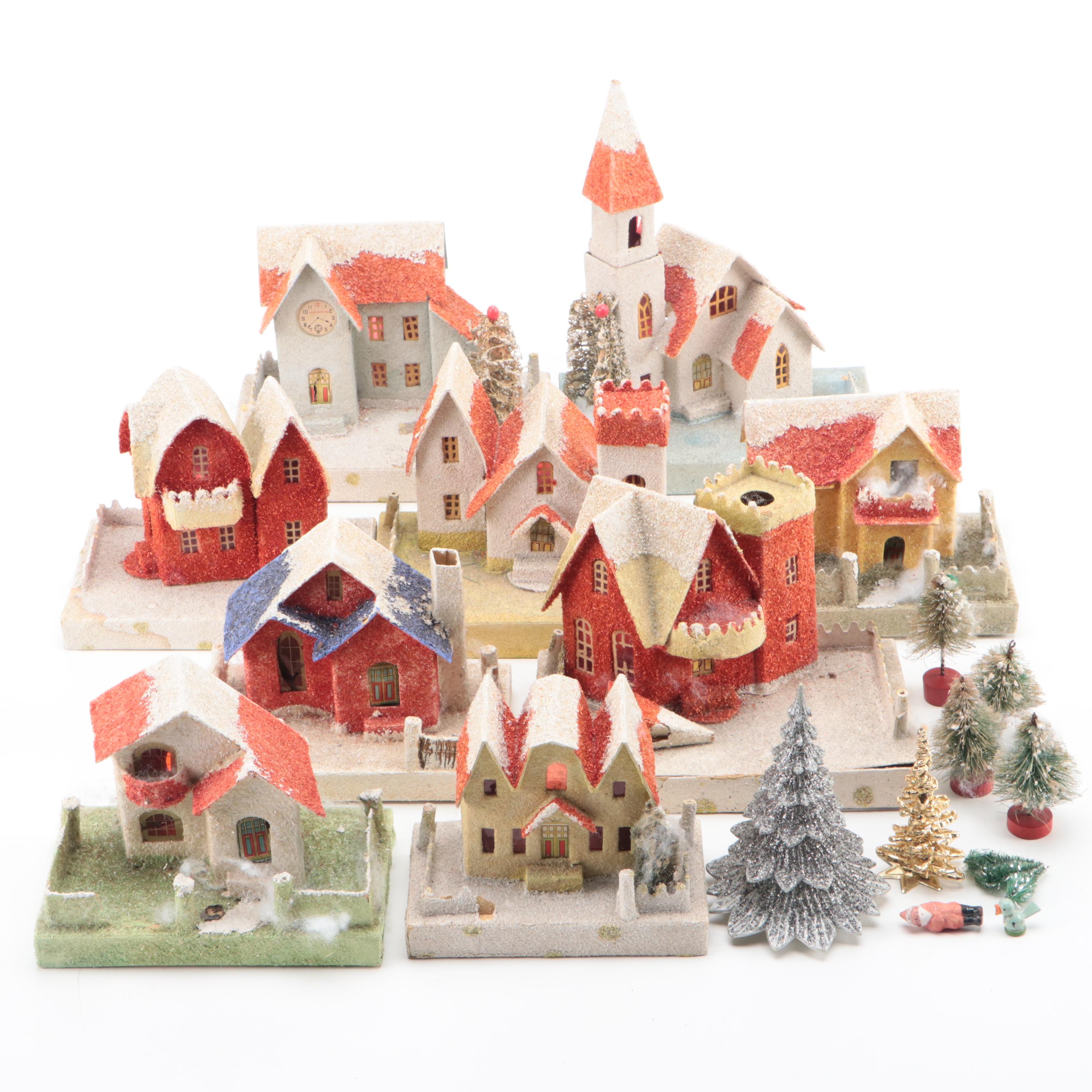 Japanese Putz Christmas Houses, Mid to Late 20th Century