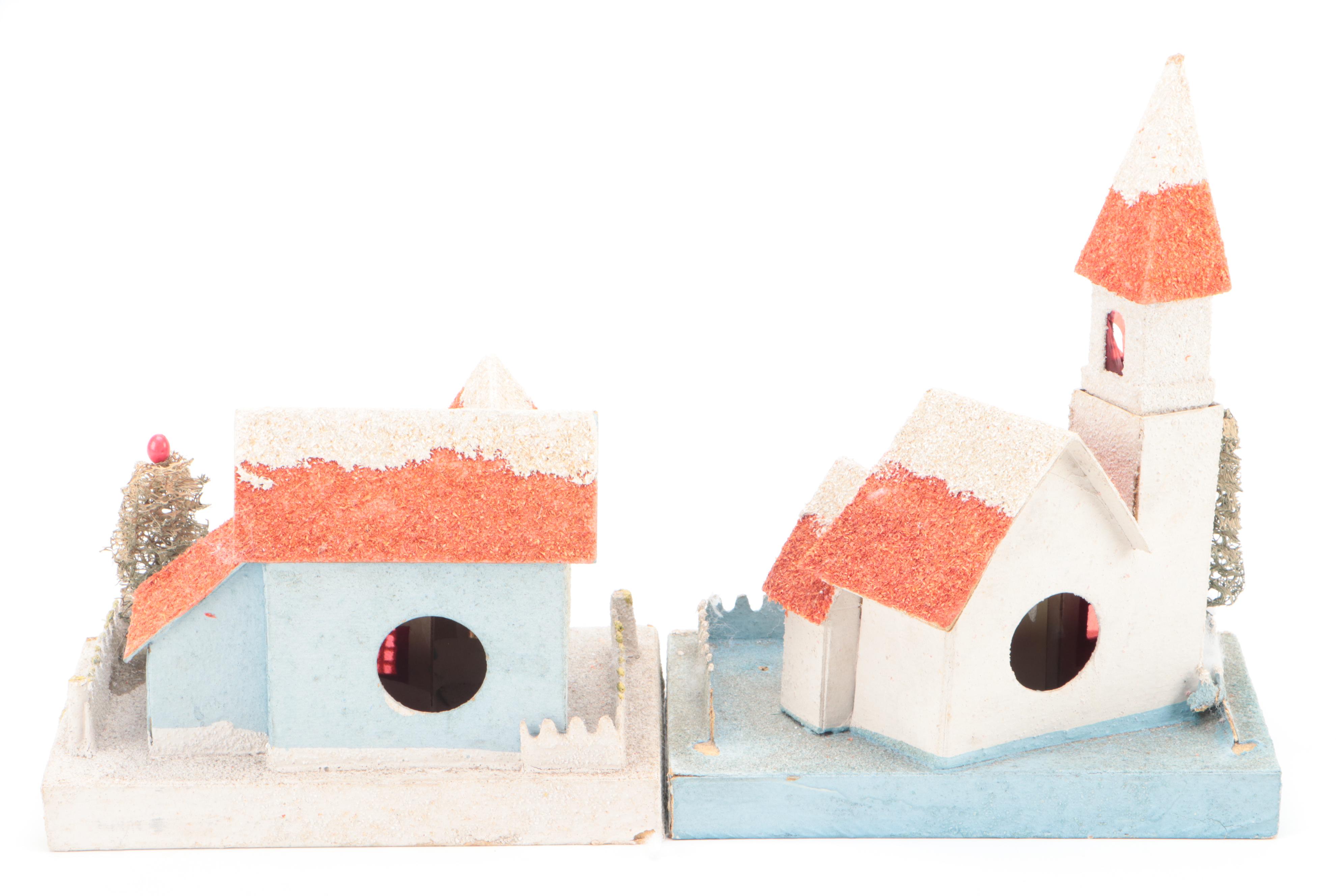 Japanese Putz Christmas Houses, Mid to Late 20th Century
