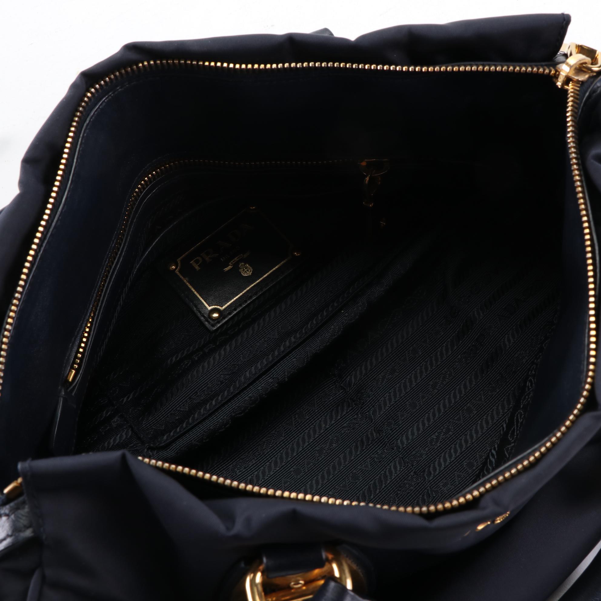 Prada Tessuto Two-Way Bag in Blue Nylon and Leather Trim