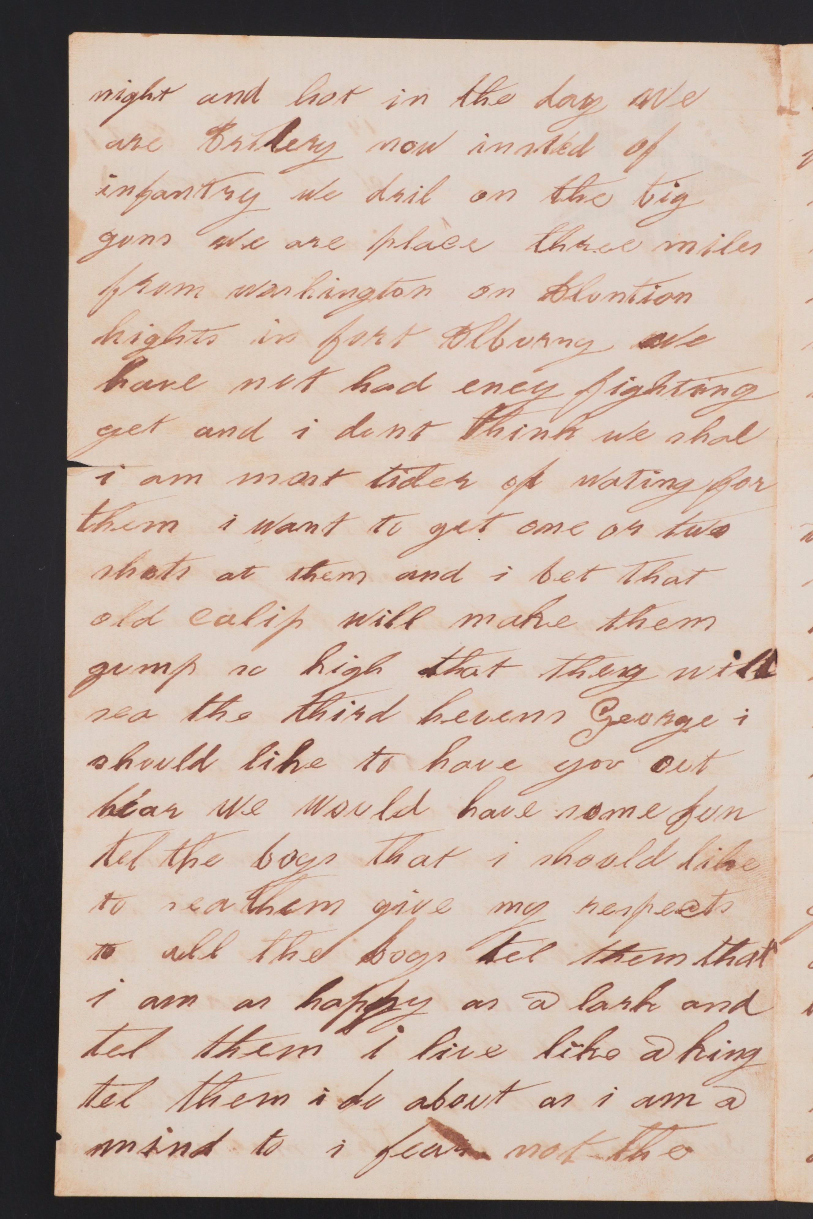 Early Civil War Letter from Union Soldier at Fort Albany in Virginia, 1861