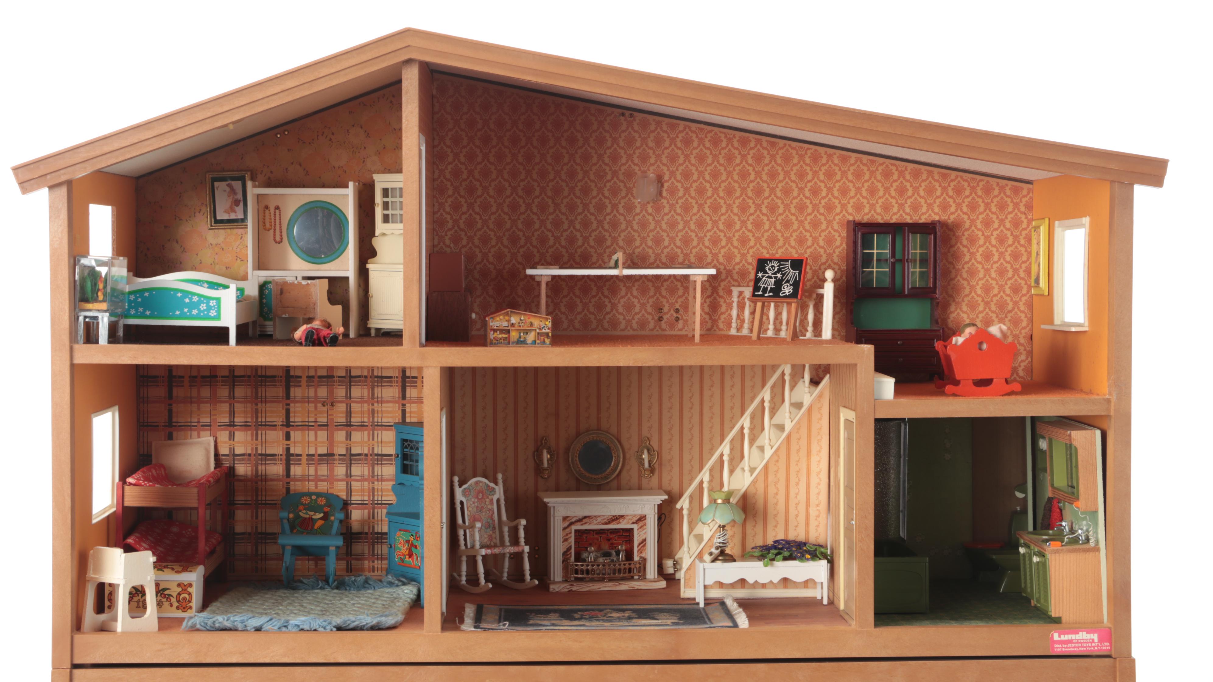 Lundby of Sweden Dollhouse and Furniture, Late 20th Century