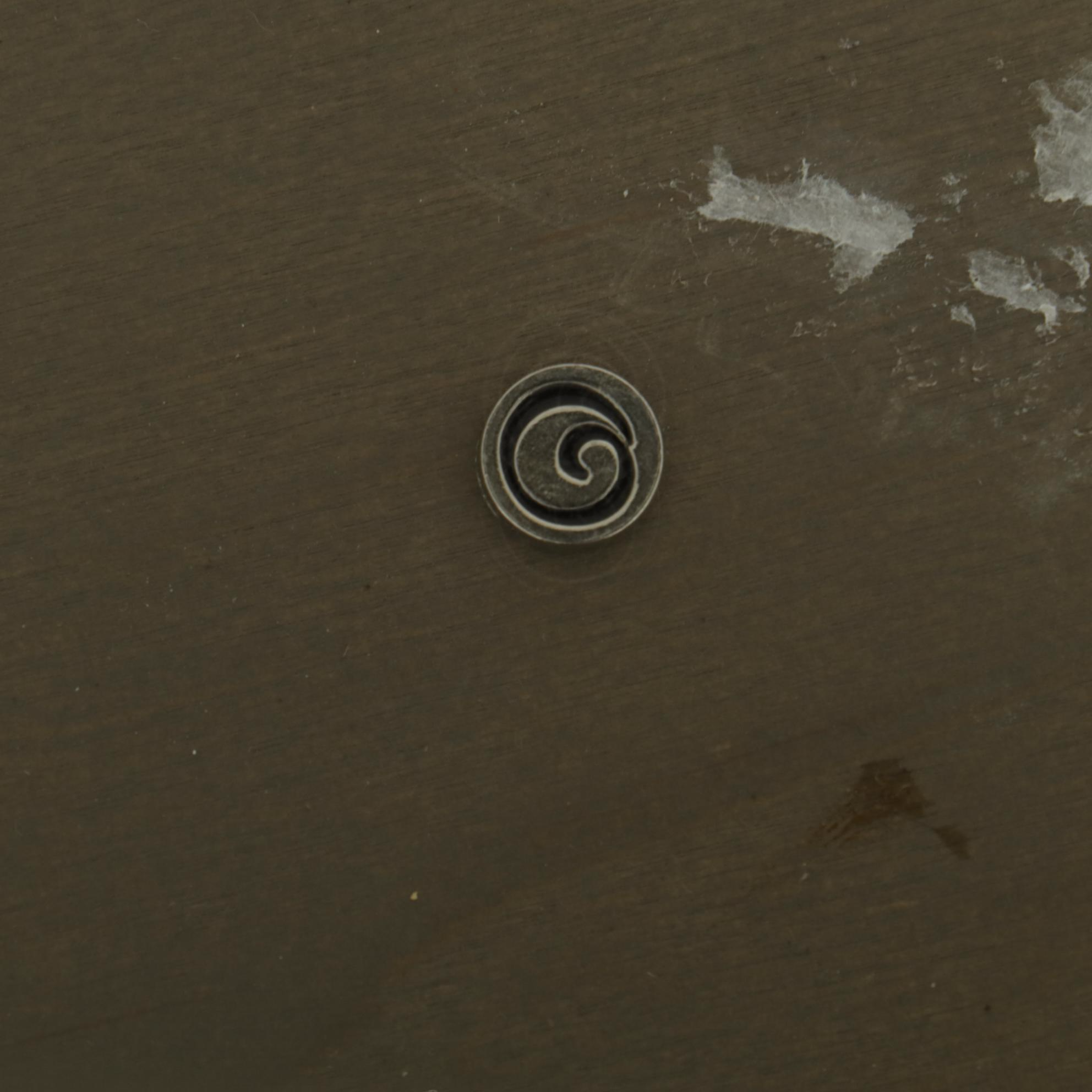 Contemporary Modernist Style Brushed Chrome and Wood-Veneered Dining Table