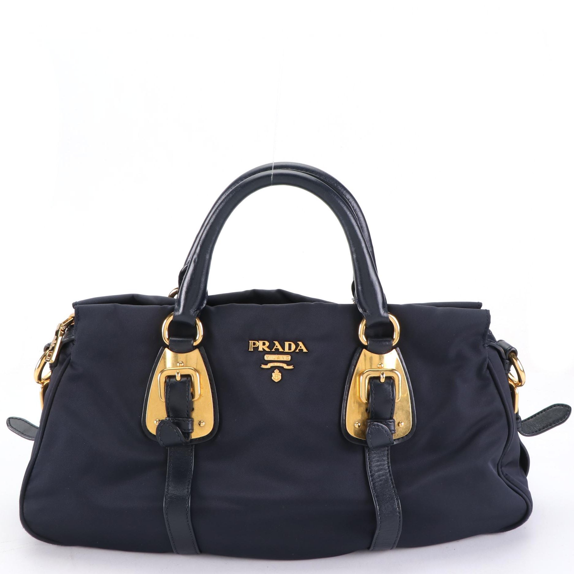 Prada Tessuto Two-Way Bag in Blue Nylon and Leather Trim