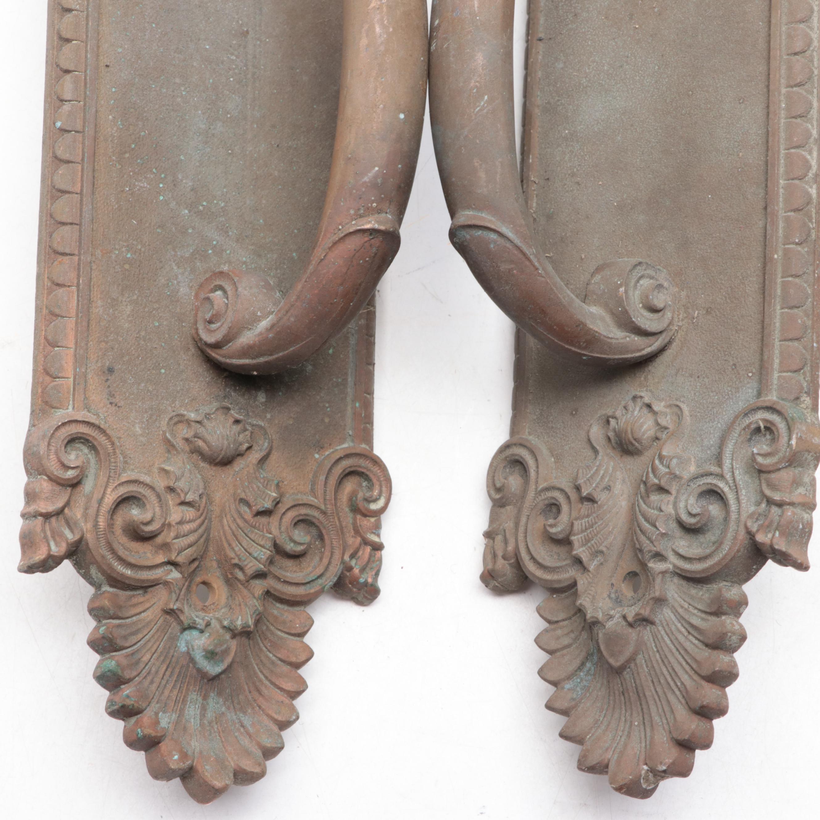 Victorian Cast Bronze Door Lock Back Plates with Handles