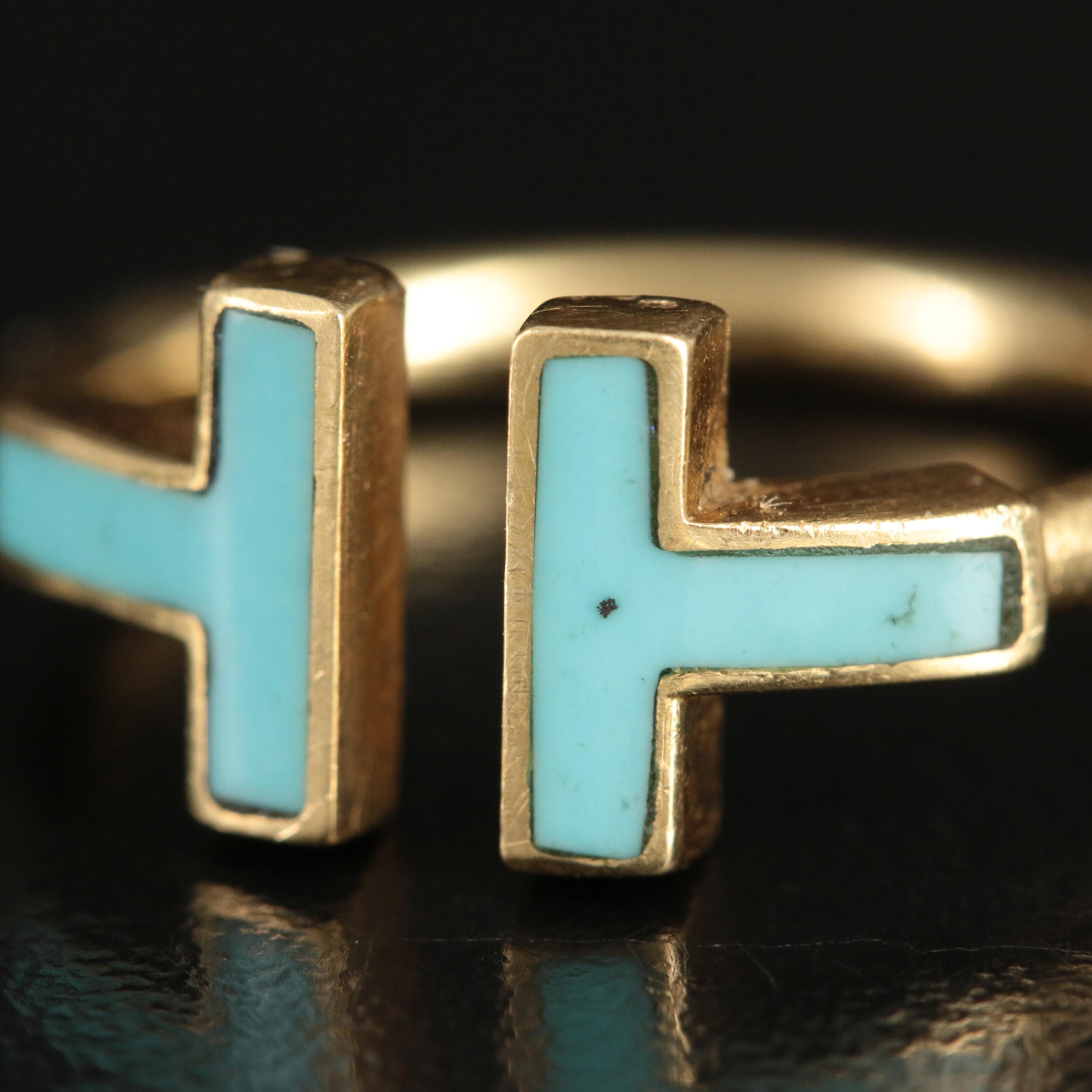 Tiffany & Co. "Tiffany T" 18K Turquoise Ring with 14K "Good Fortune" Pendant