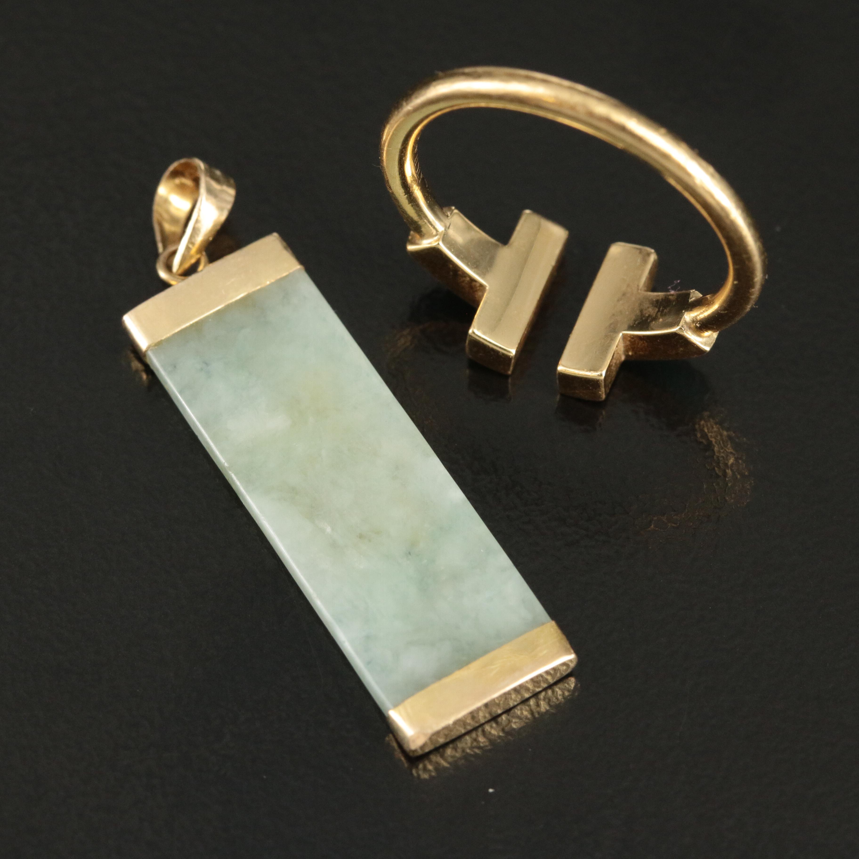 Tiffany & Co. "Tiffany T" 18K Turquoise Ring with 14K "Good Fortune" Pendant