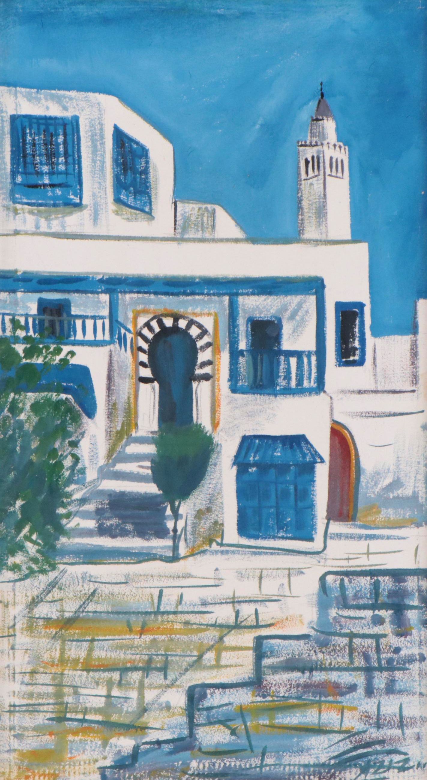 Middle Eastern Street Scene Oil Painting