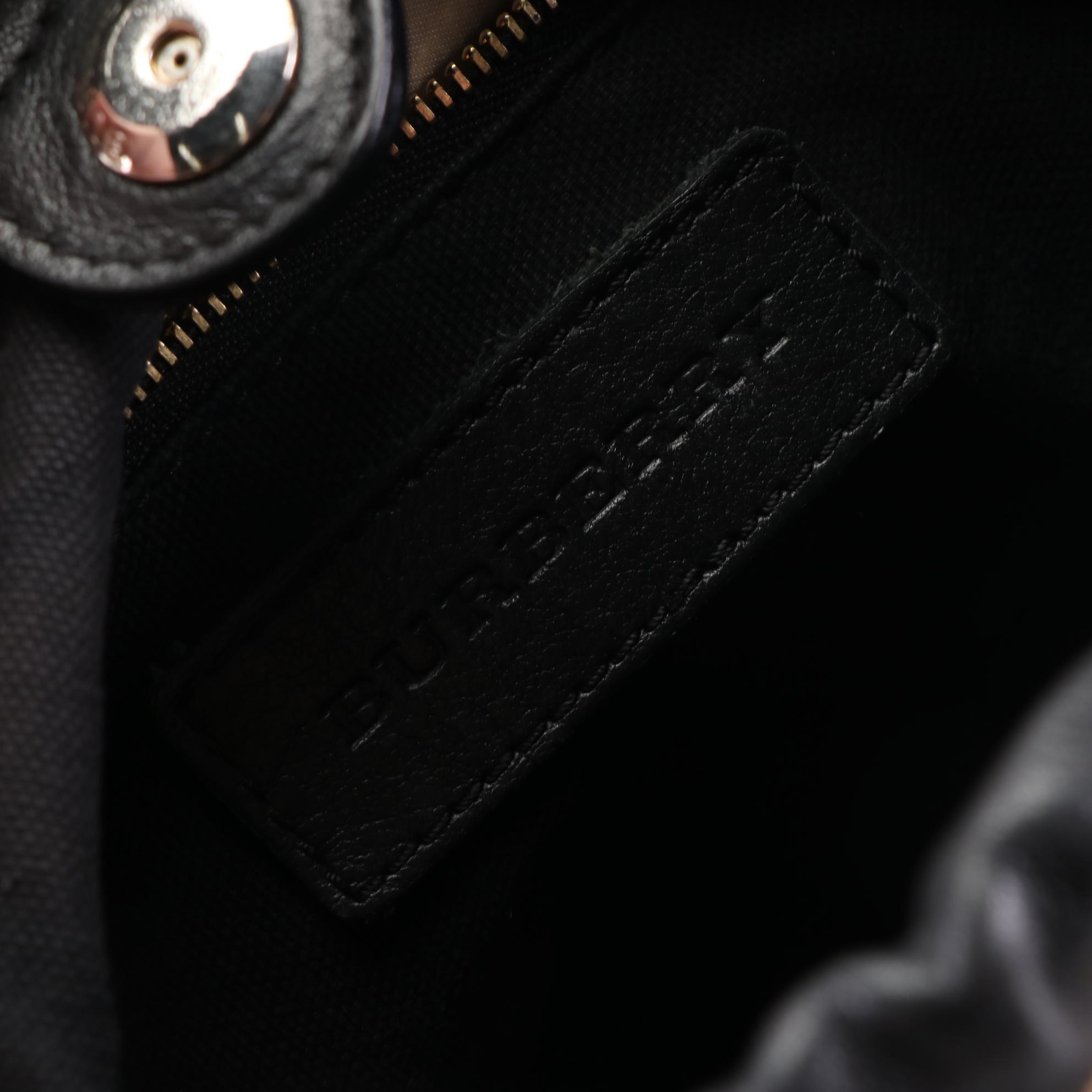 Burberry Drawstring Crossbody Bag in Black Leather and Check Canvas