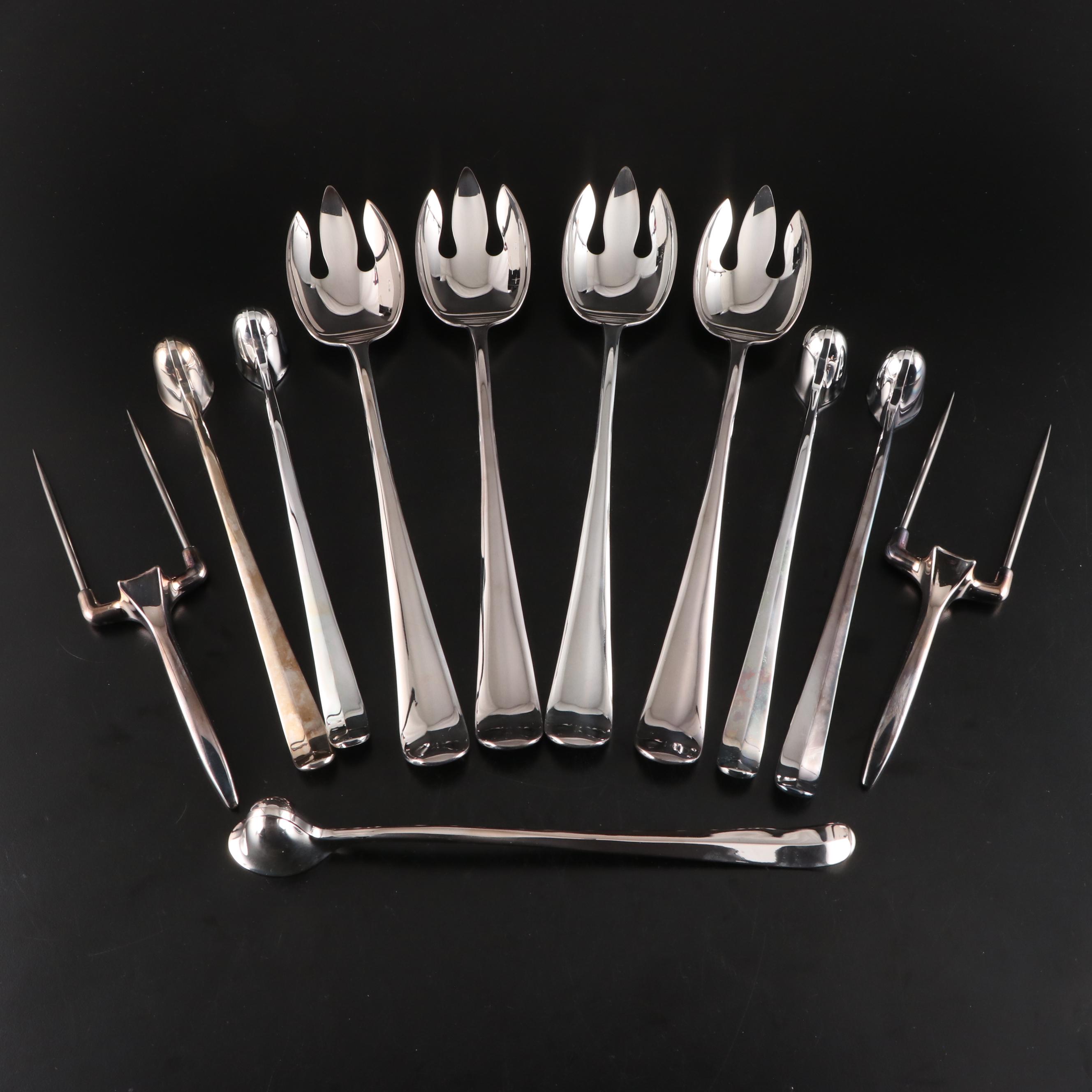 Gerity Products "Georgian" Silver Plate Candle Snuffers and Serving Forks