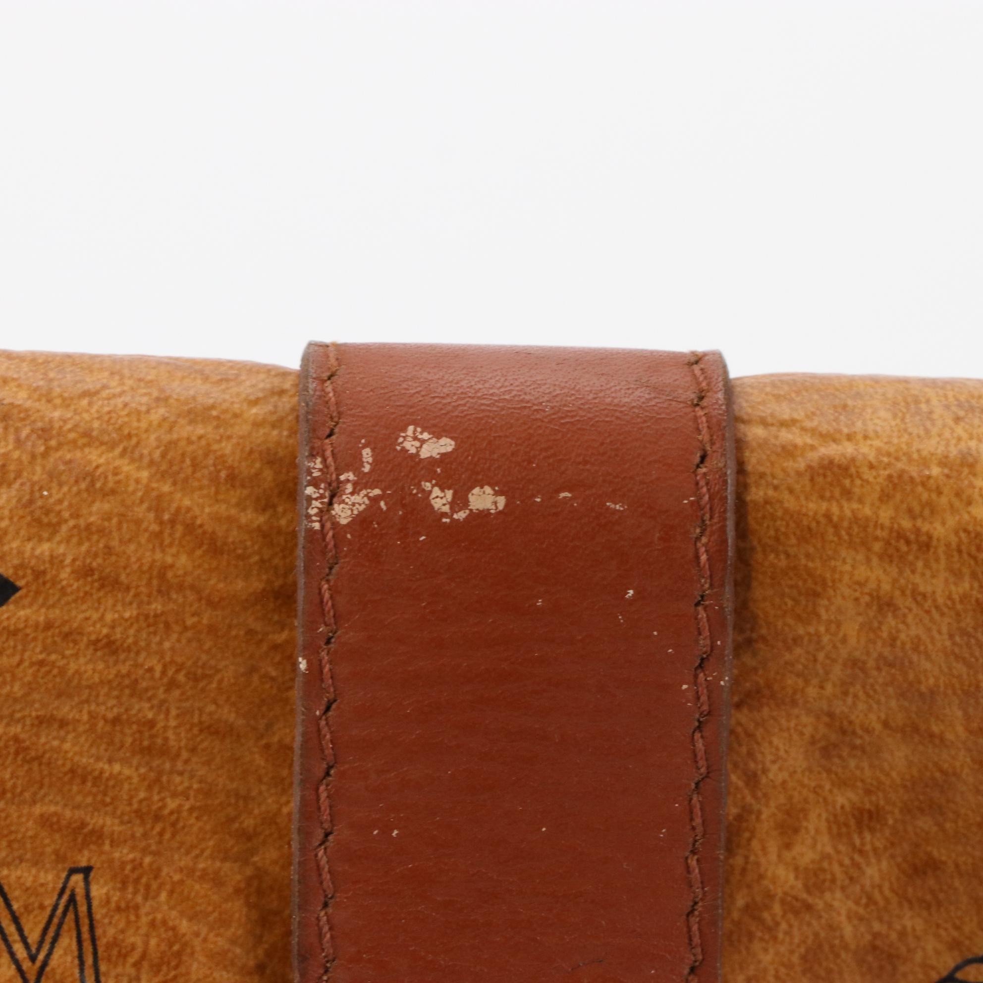 MCM Golf Collection Small Boston Bag in Cognac Visetos Monogram Canvas