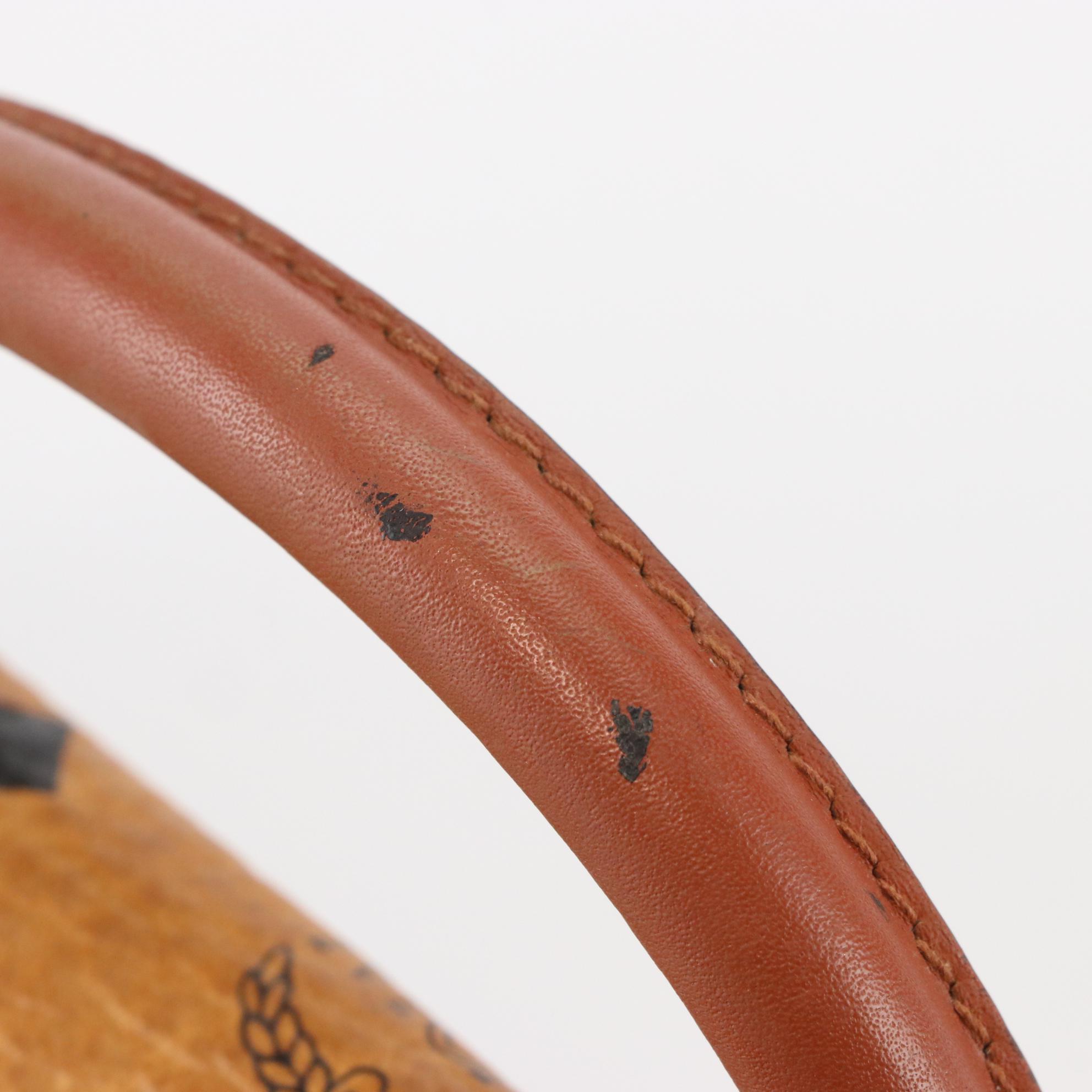 MCM Golf Collection Small Boston Bag in Cognac Visetos Monogram Canvas