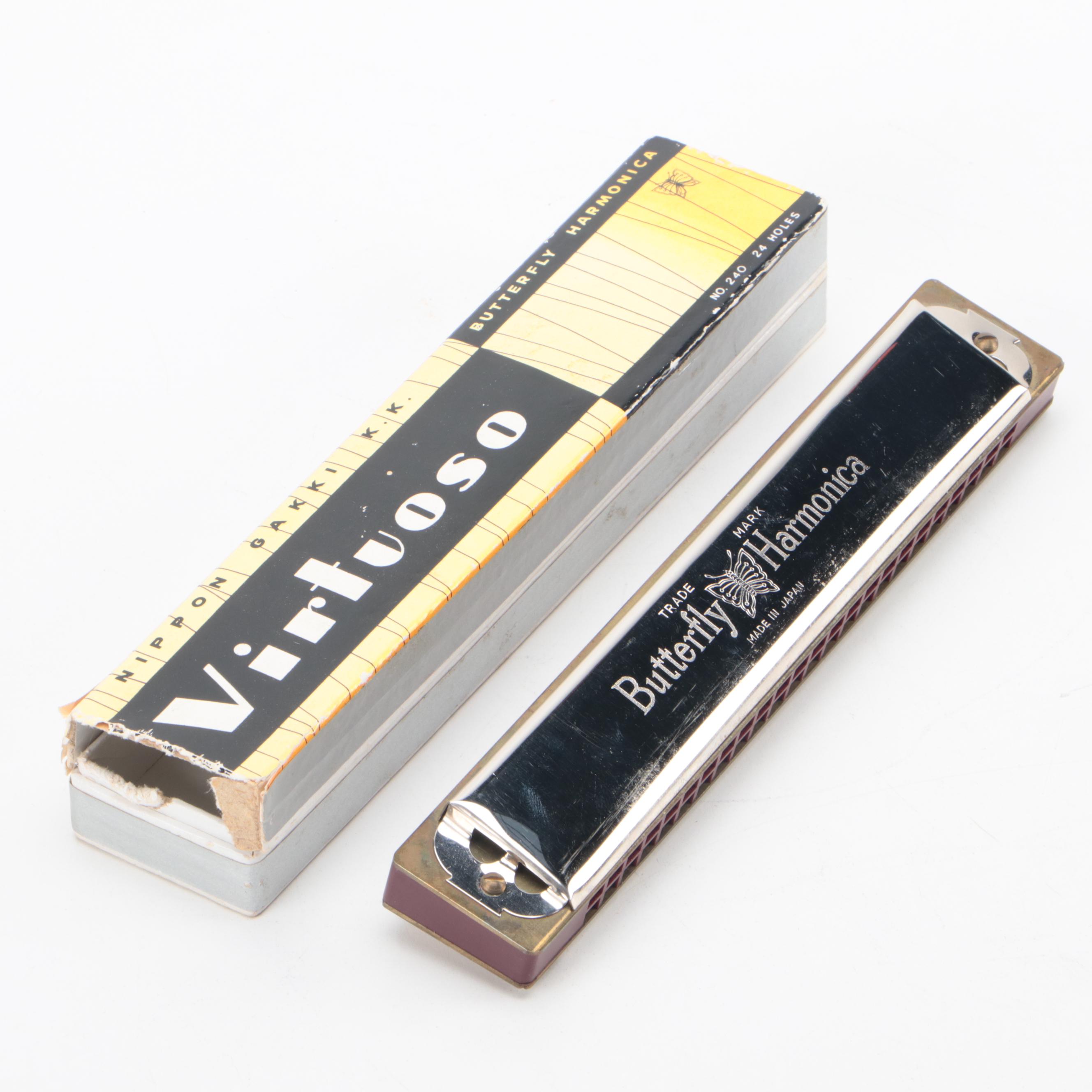 Nippon Gakki Co. Japanese Butterfly Virtuoso Harmonica, 20th Century