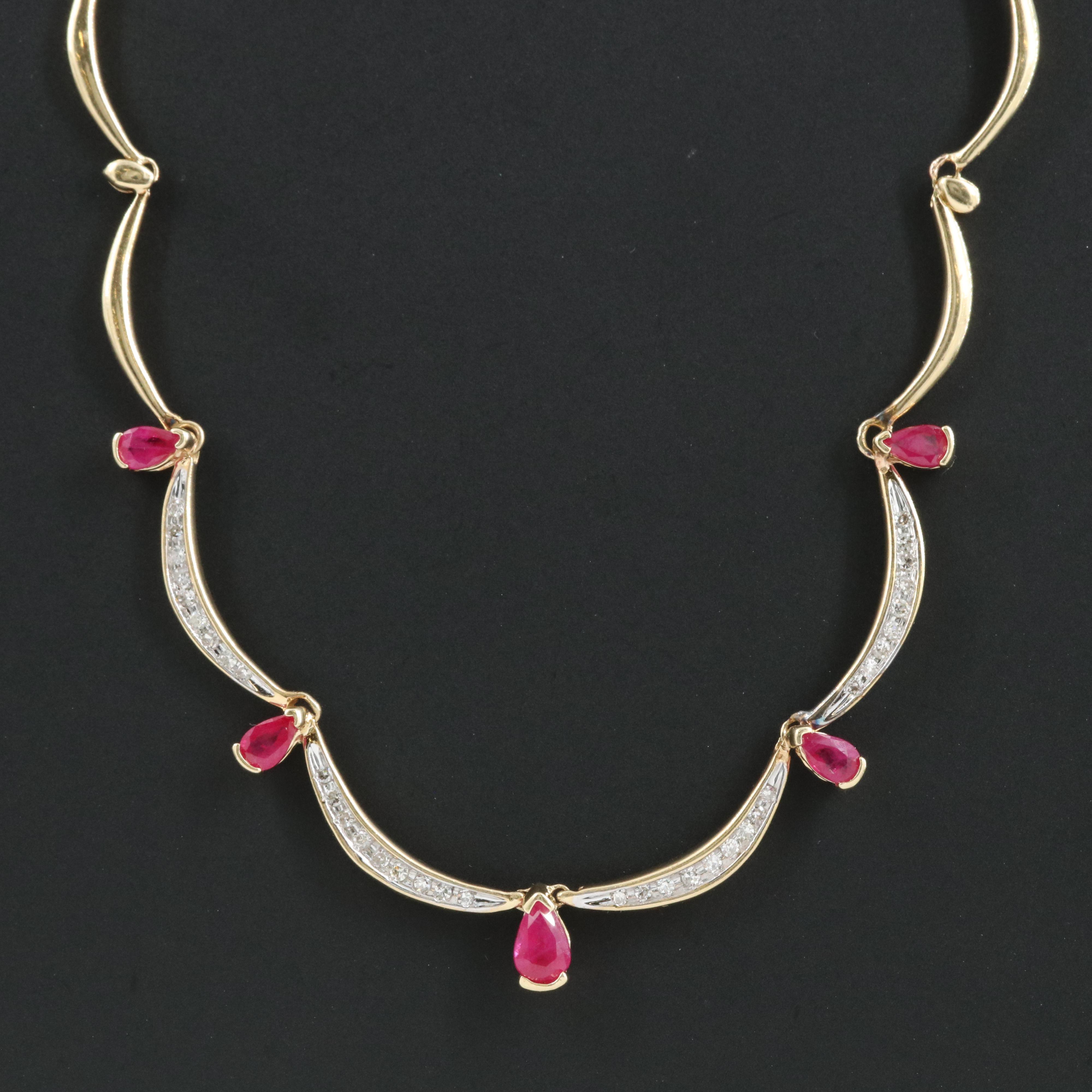 14K Ruby and Diamond Necklace