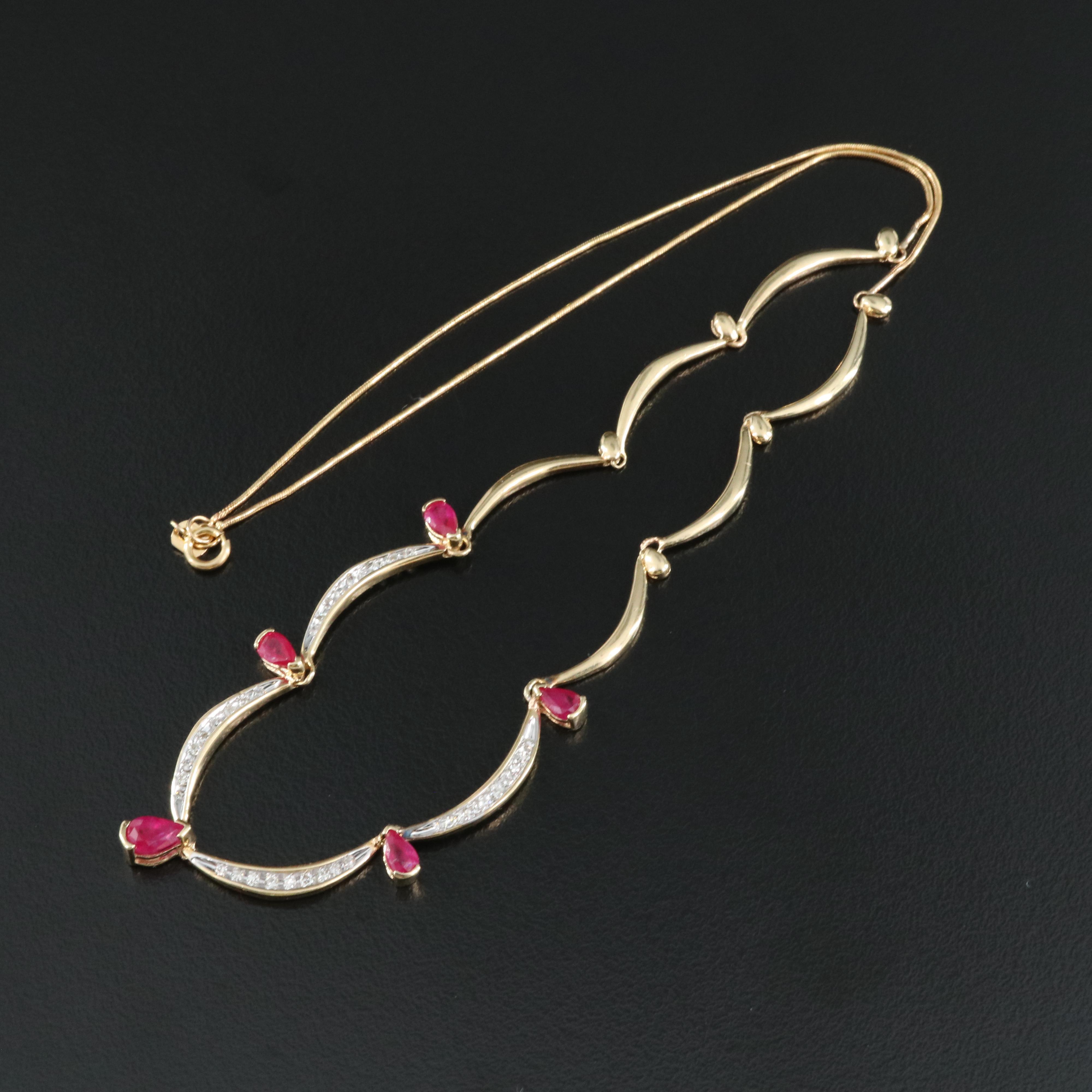 14K Ruby and Diamond Necklace