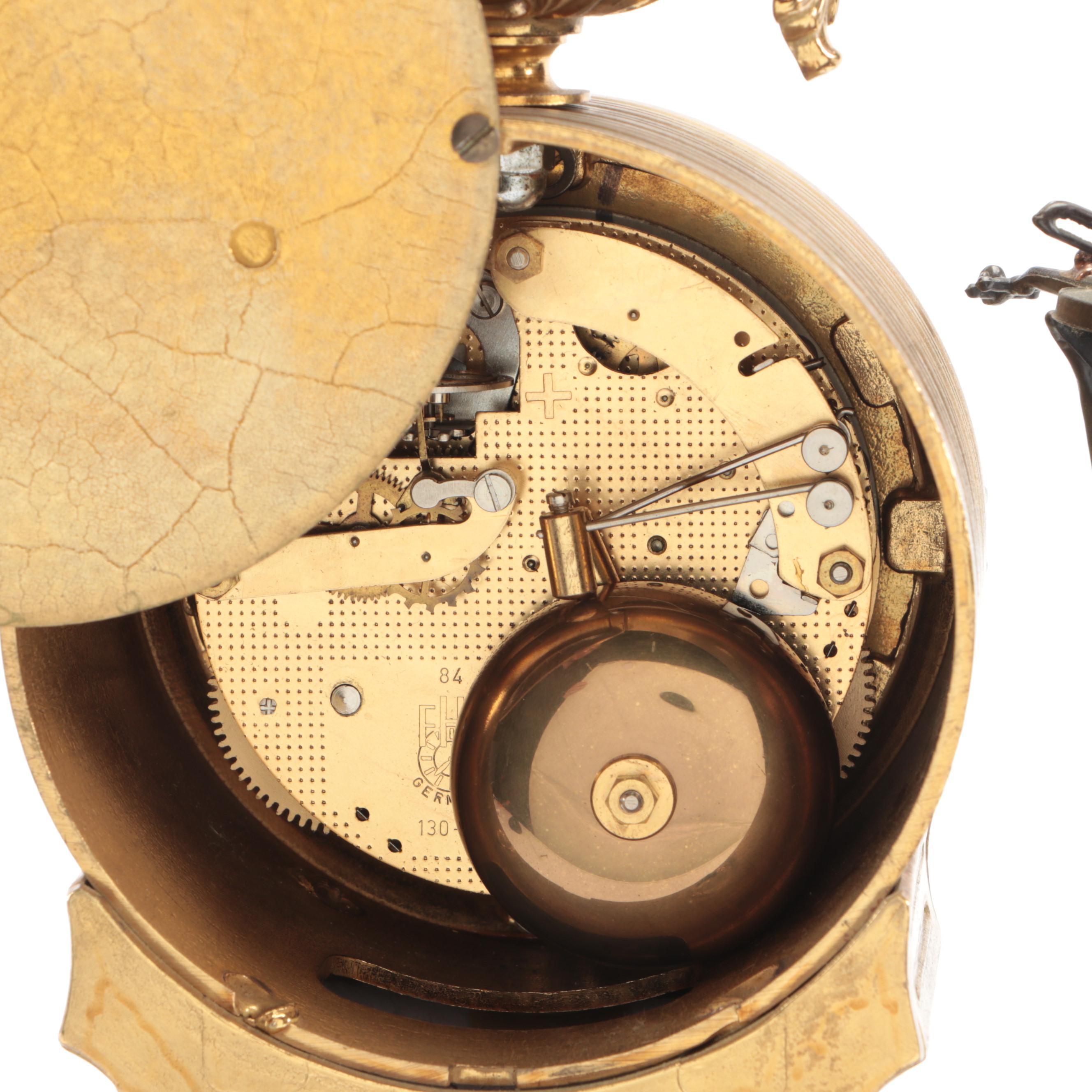 German Victorian Style Brass and Marble Sculpture Clock