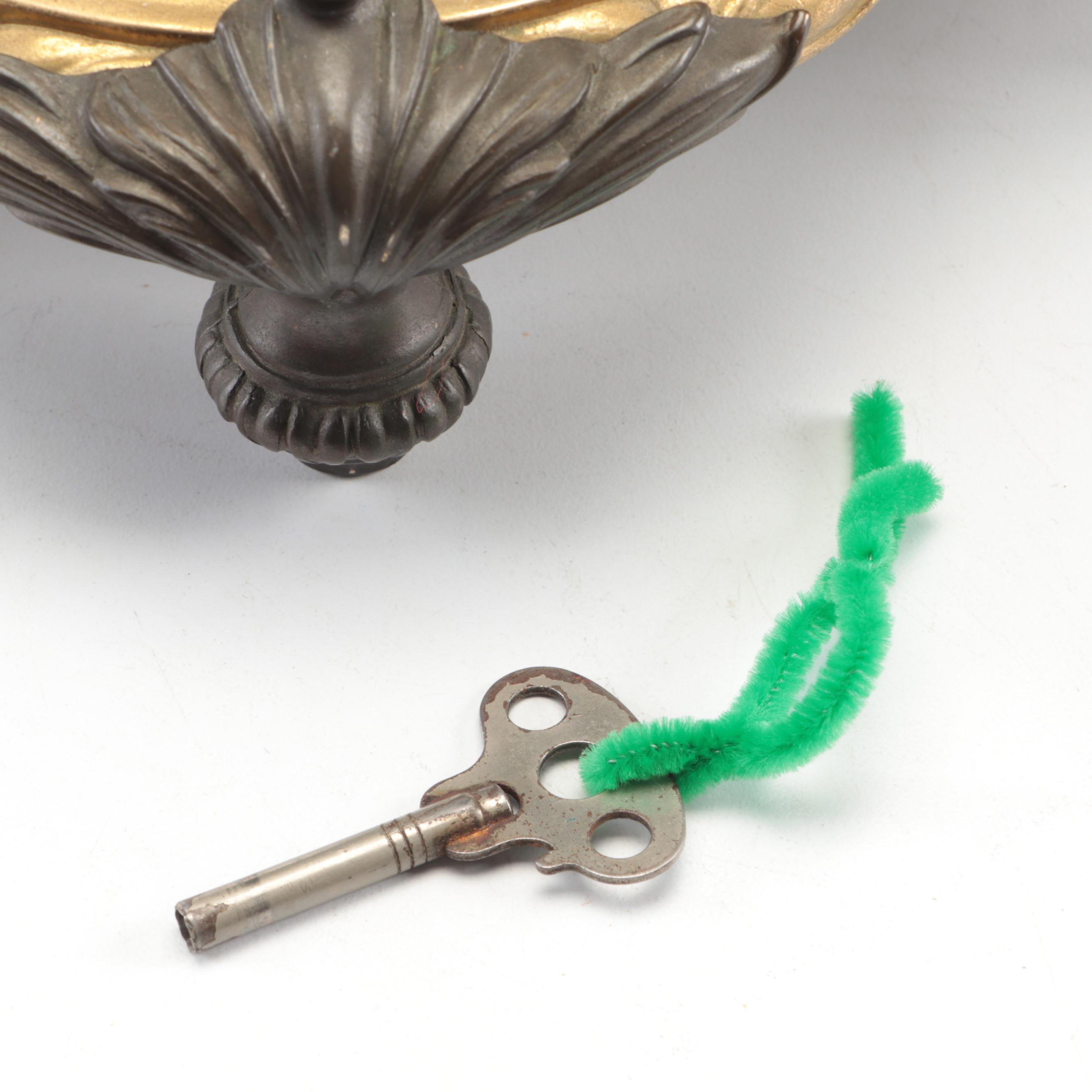 German Victorian Style Brass and Marble Sculpture Clock