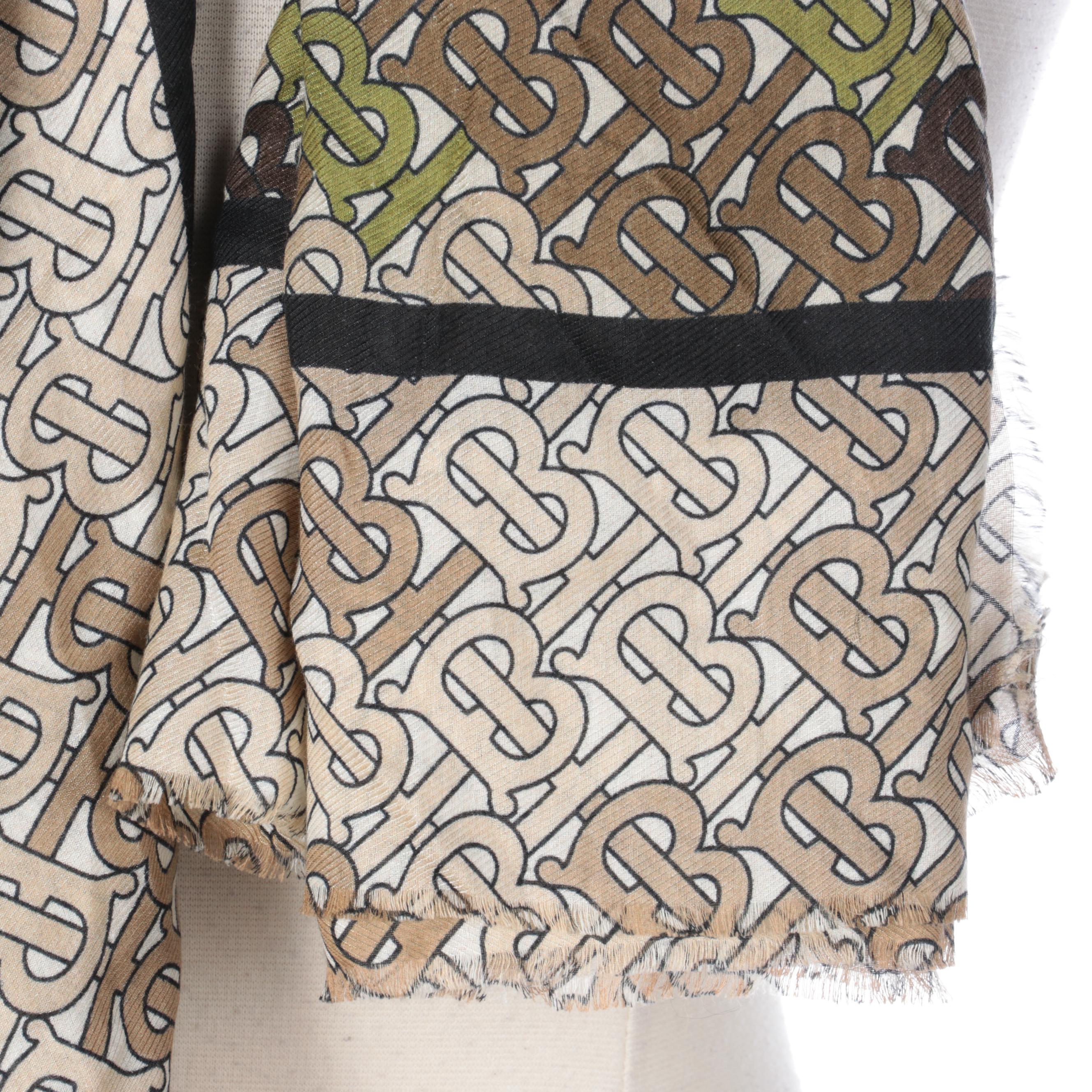 Burberry Monogram Print Square Scarf Wrap