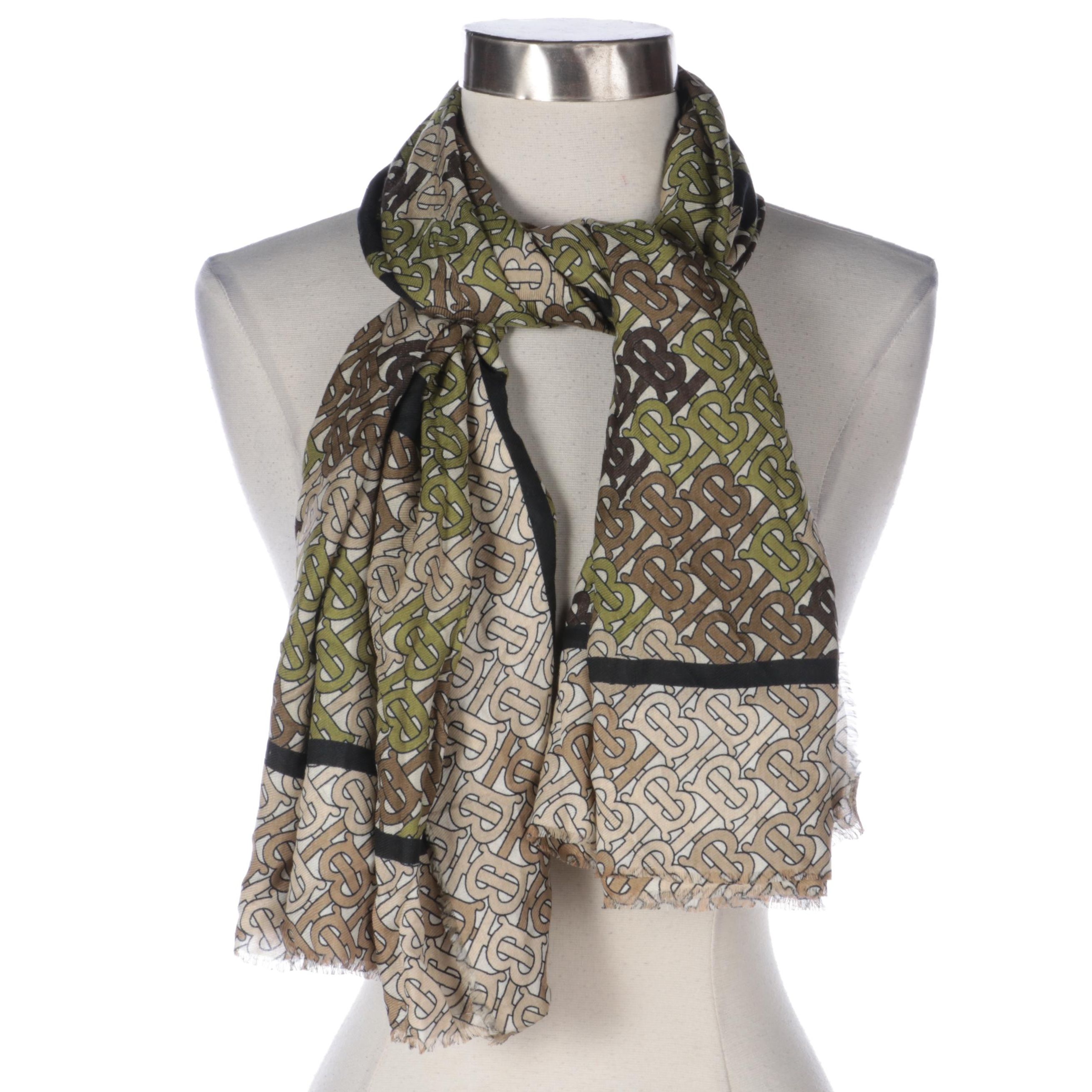 Burberry Monogram Print Square Scarf Wrap