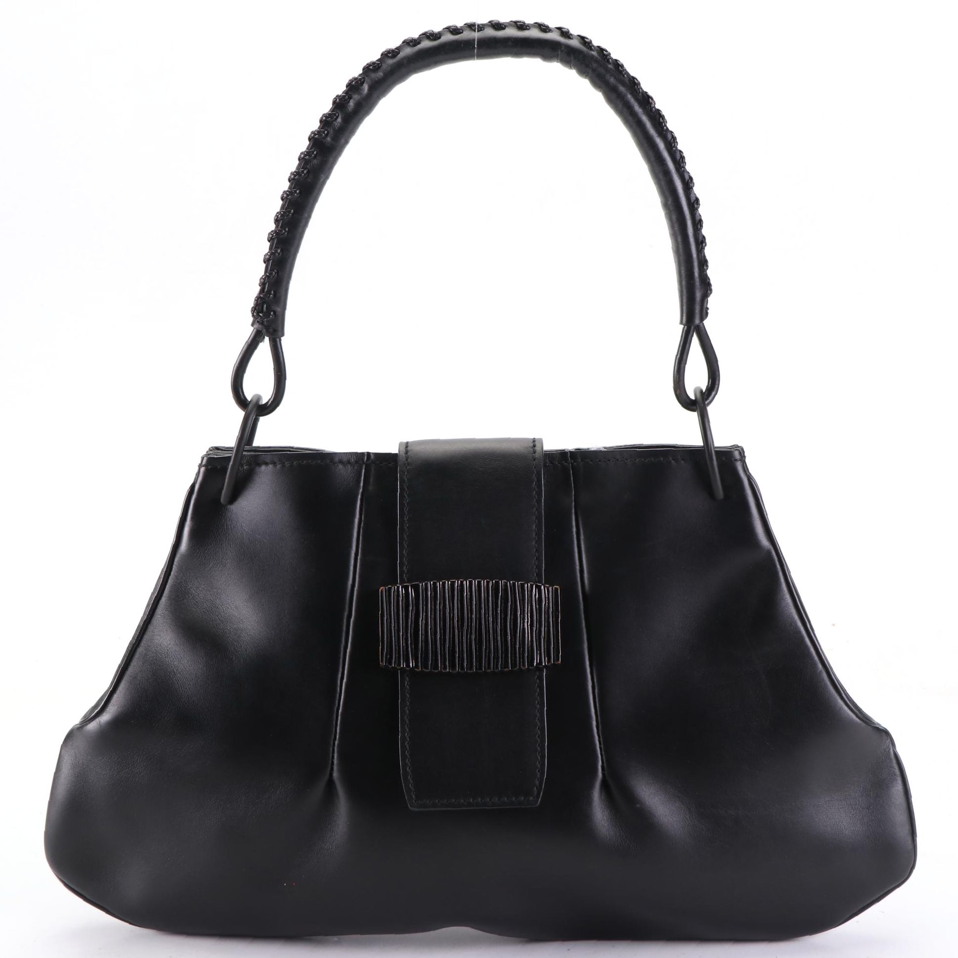 Gucci Top Handle Handbag in Smooth Black Leather EBTH