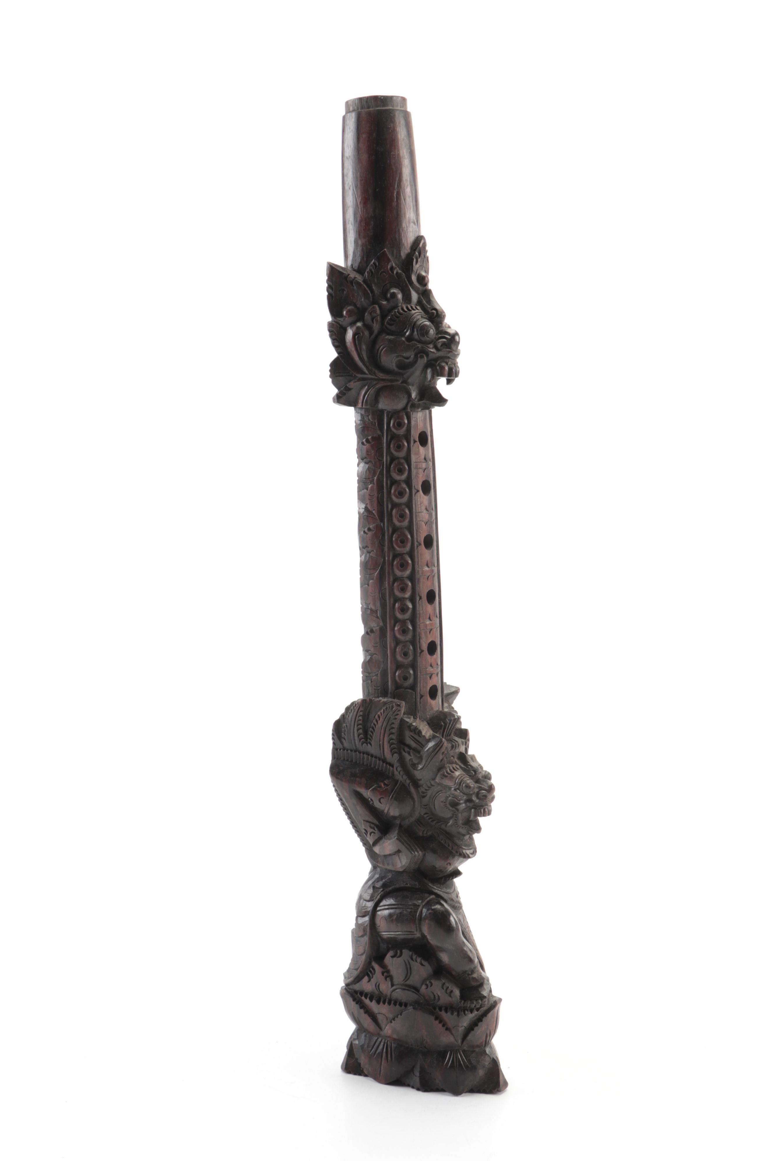 Balinese Style Hand-Carved Wood Flute