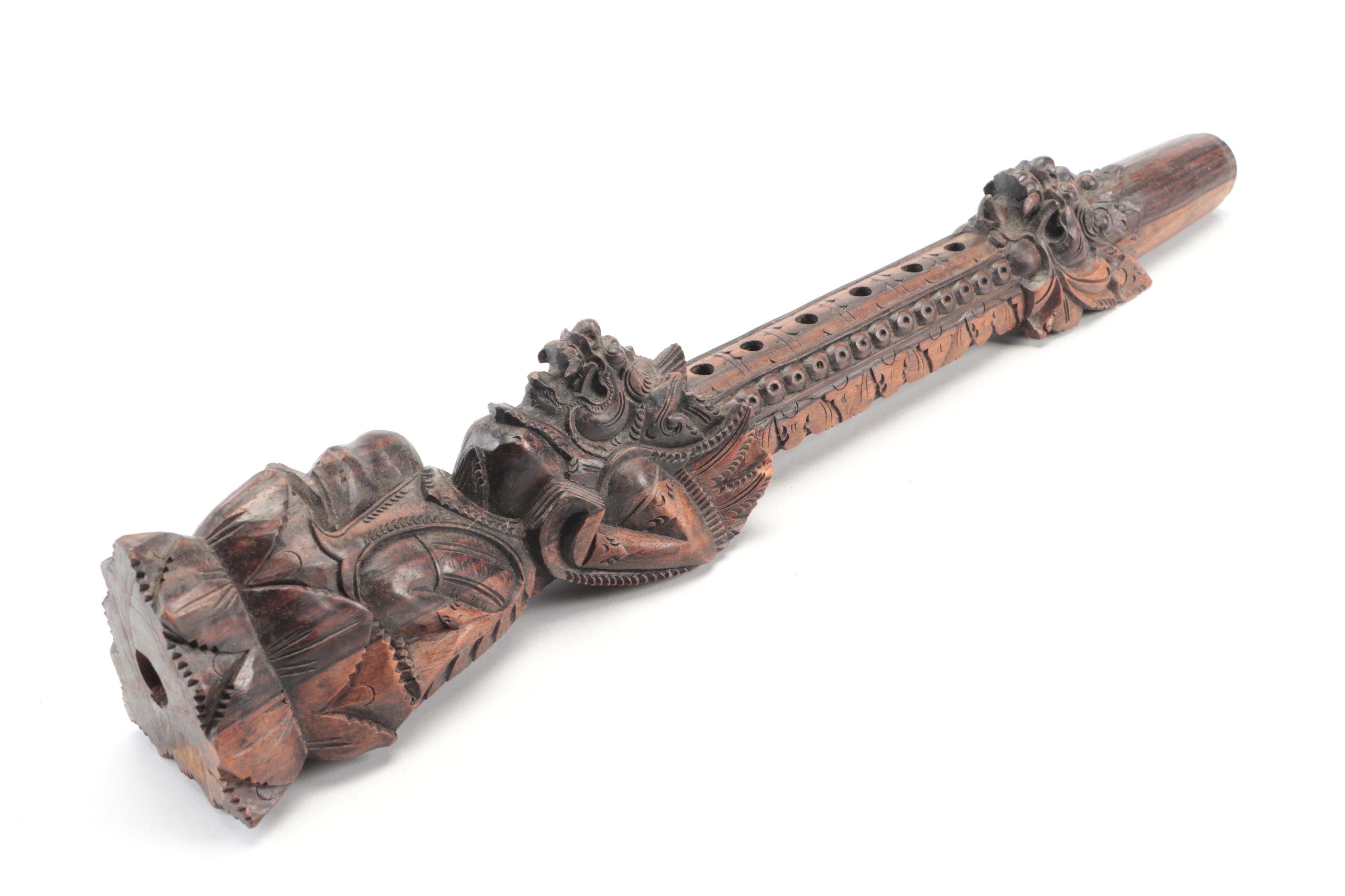 Balinese Style Hand-Carved Wood Flute