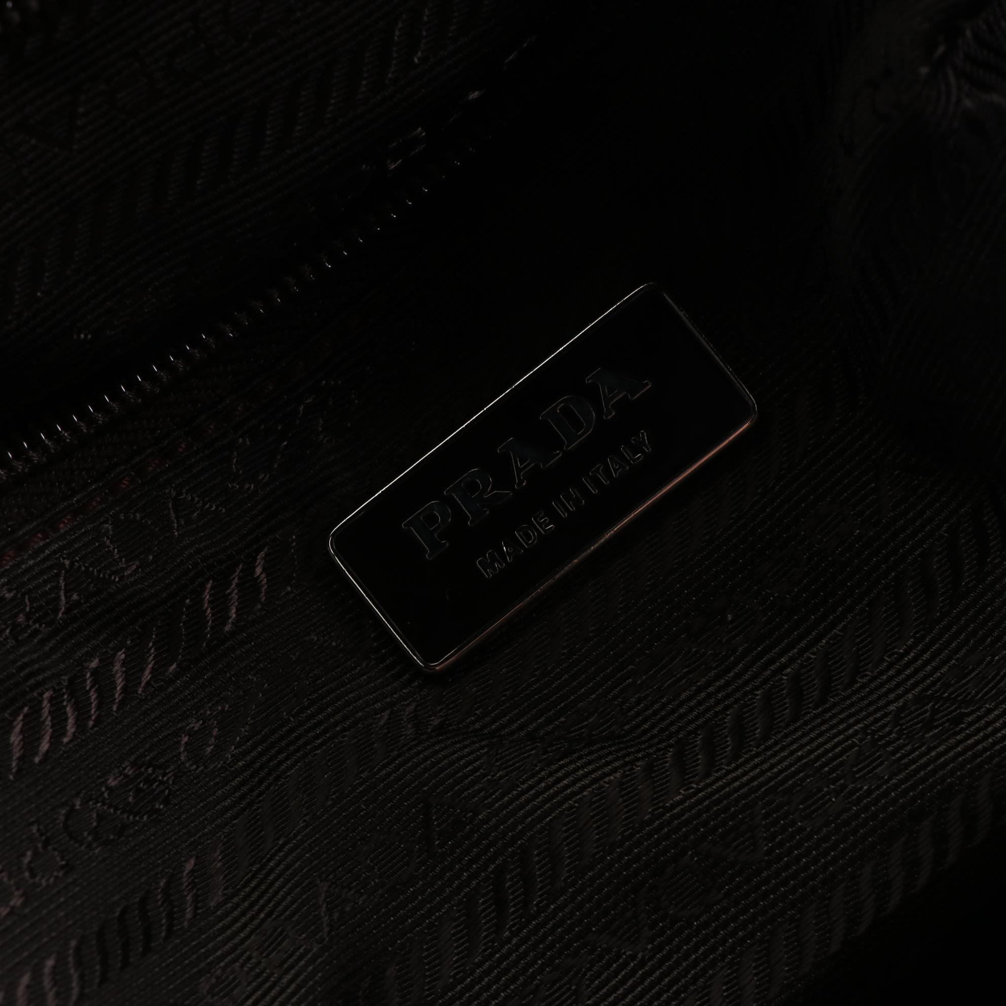 Prada Woven Brown Leather Briefcase Bag with Retractable Handle