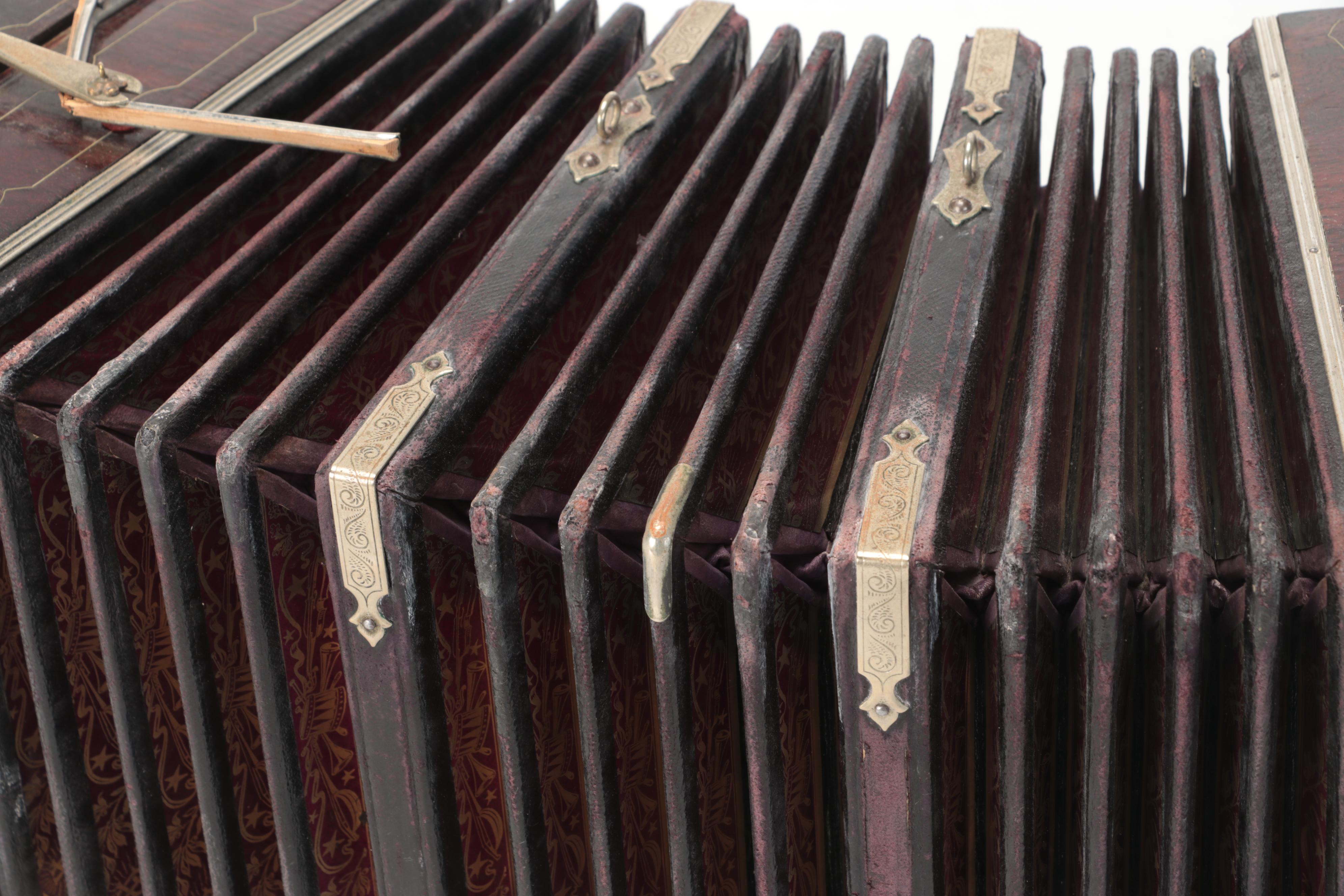 F. Lange German Concertina Accordion with Case, Early 20th Century