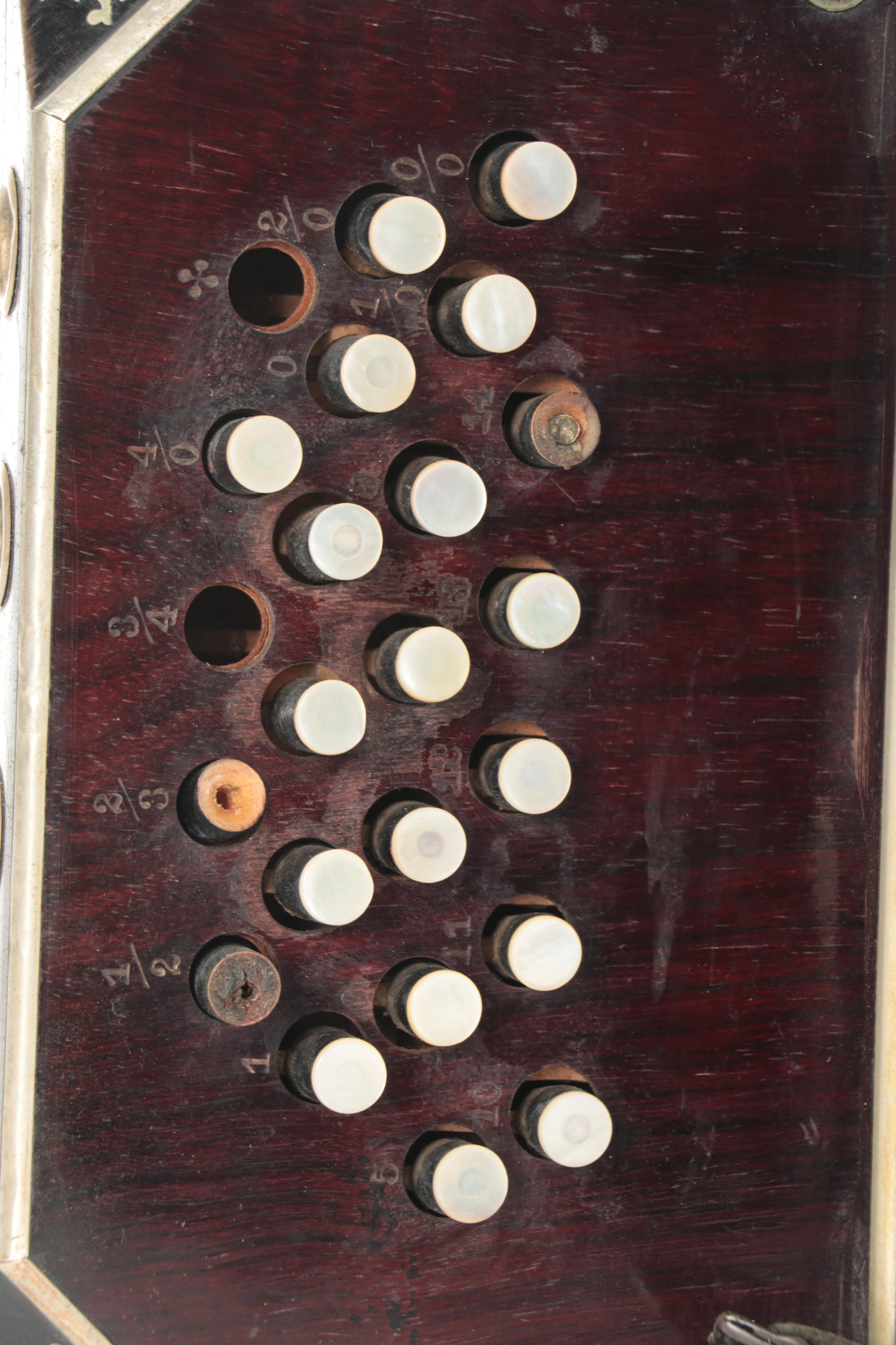 F. Lange German Concertina Accordion with Case, Early 20th Century