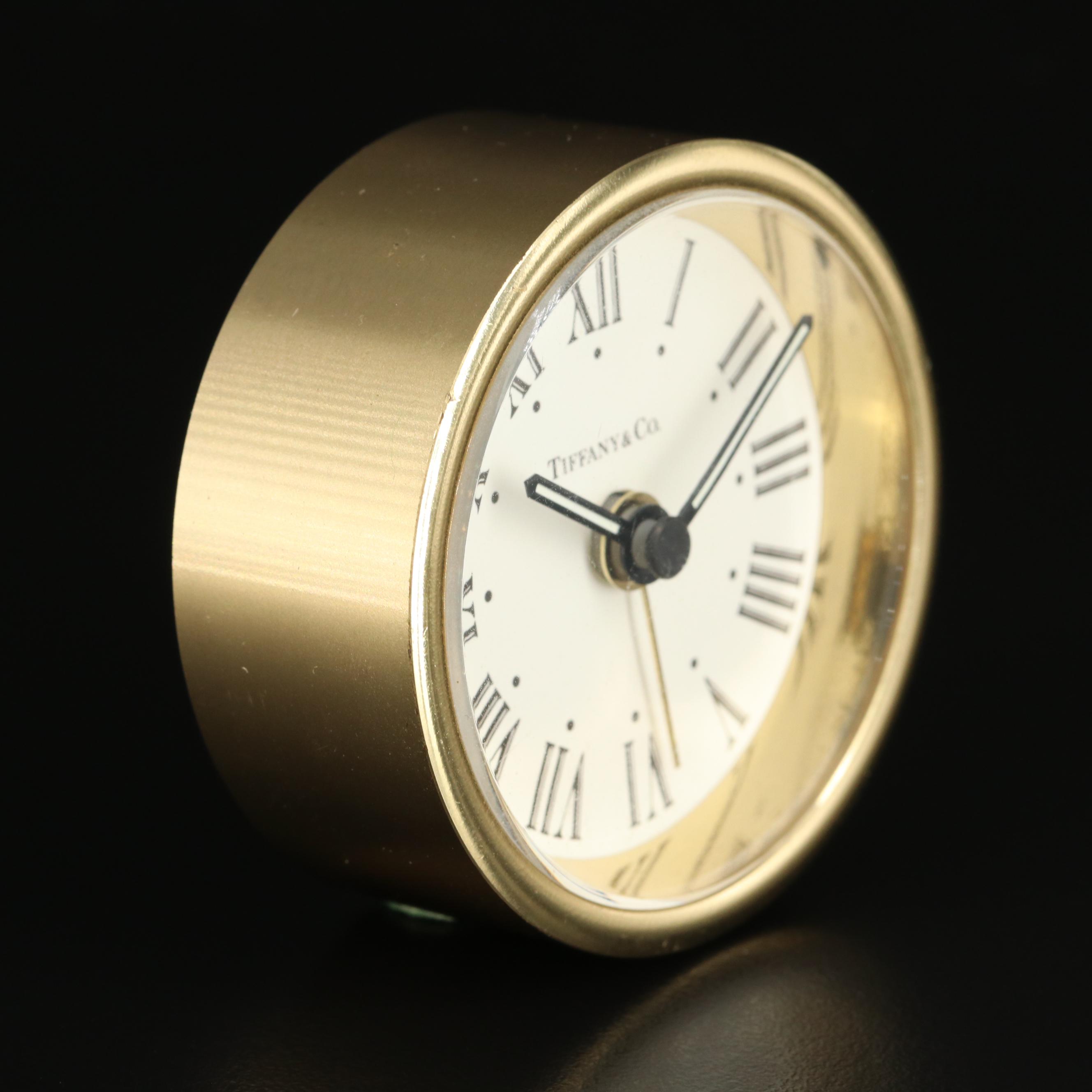 Tiffany & Co. Brass Travel Alarm/Desk Clock