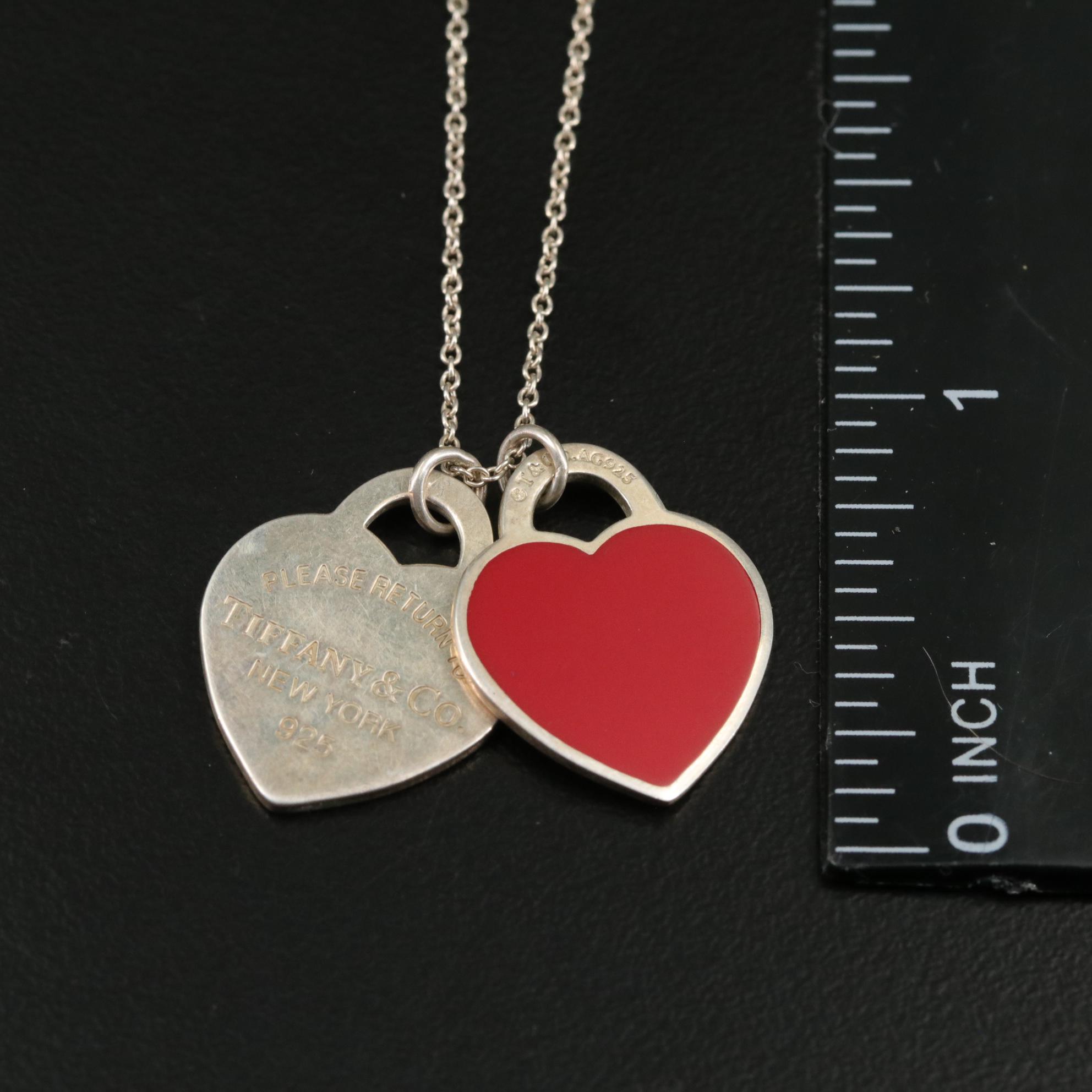Tiffany & Co. "Please Return To" Sterling and Enamel Pendant Necklace