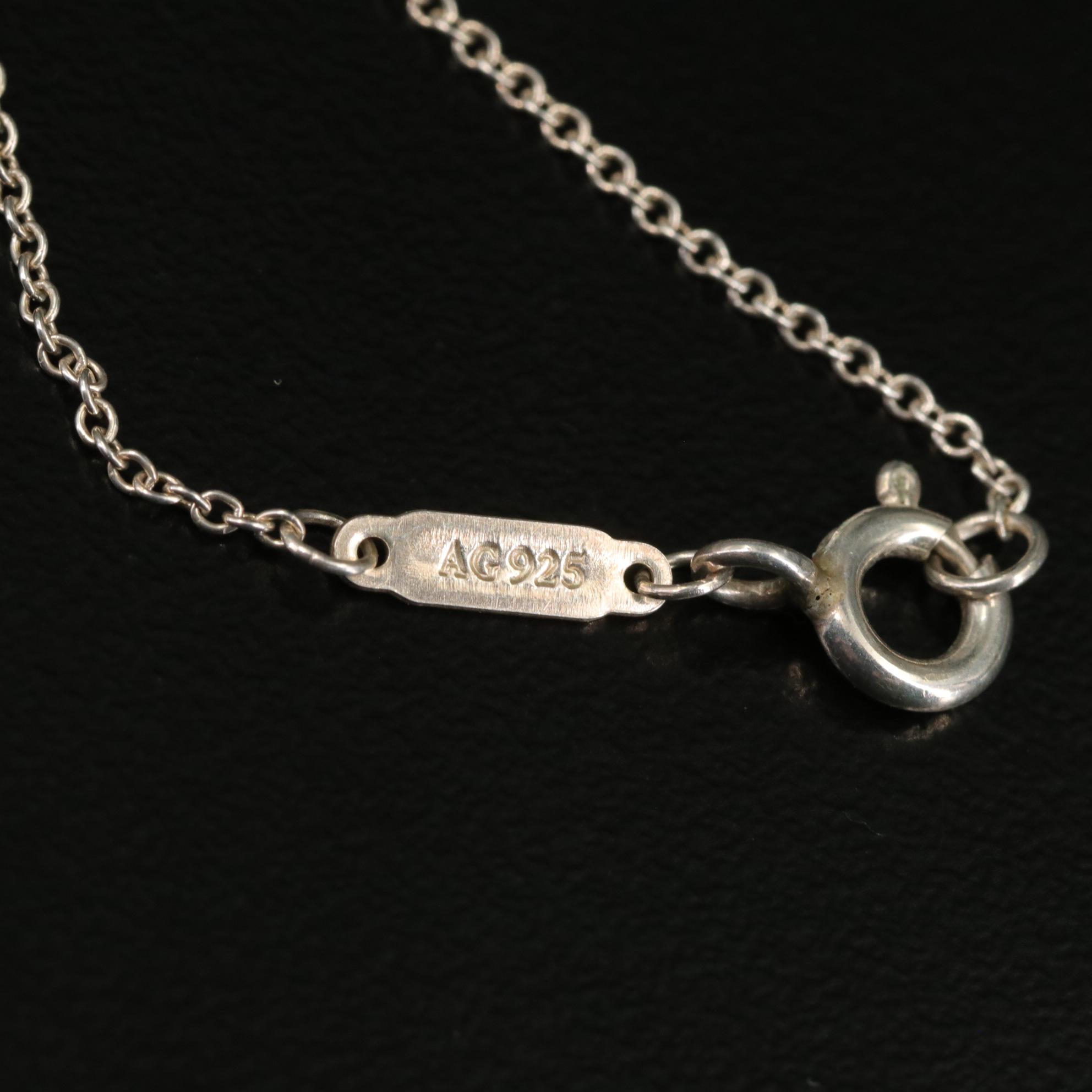 Tiffany & Co. "Please Return To" Sterling and Enamel Pendant Necklace