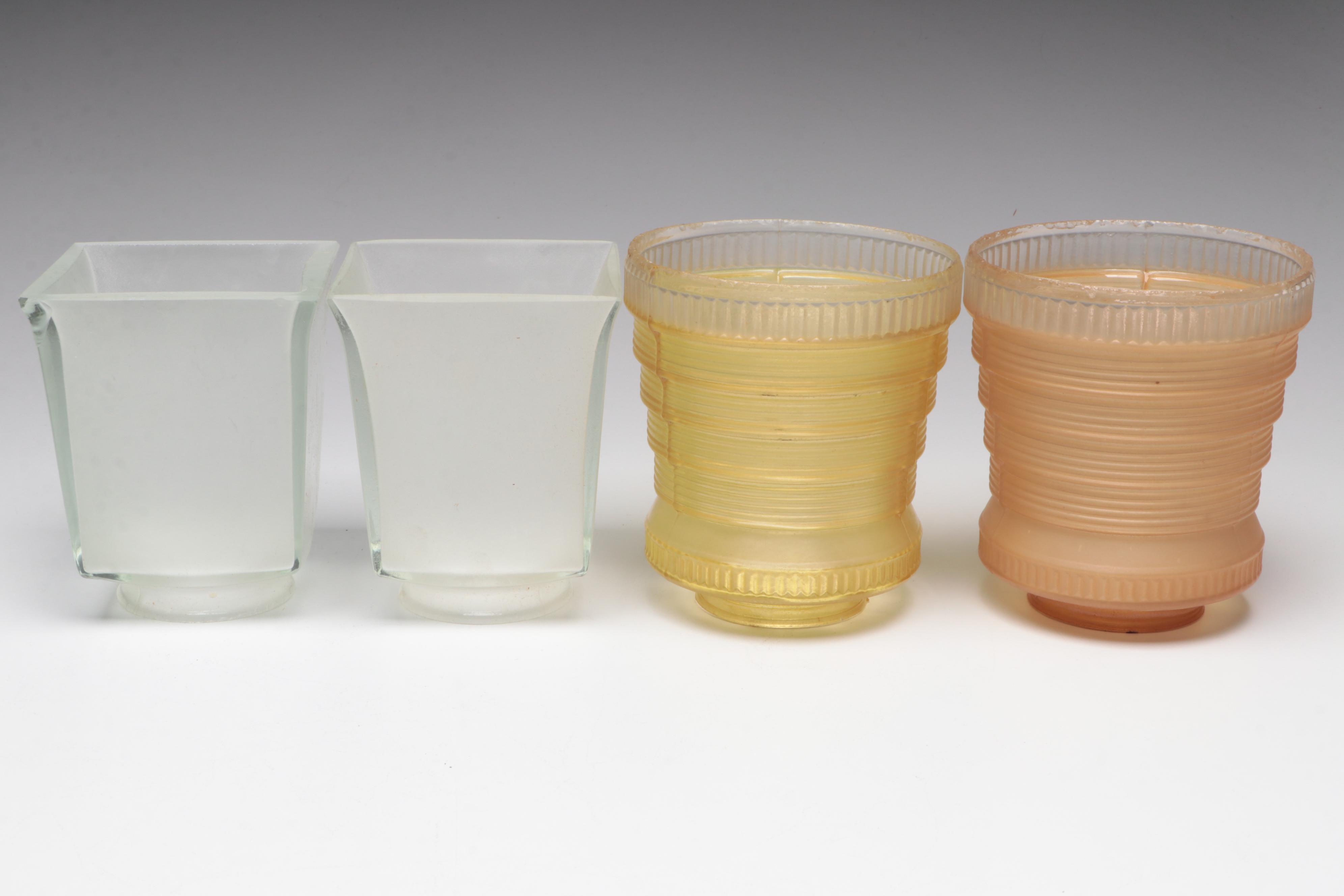 Art Deco Pressed Glass Light Shades