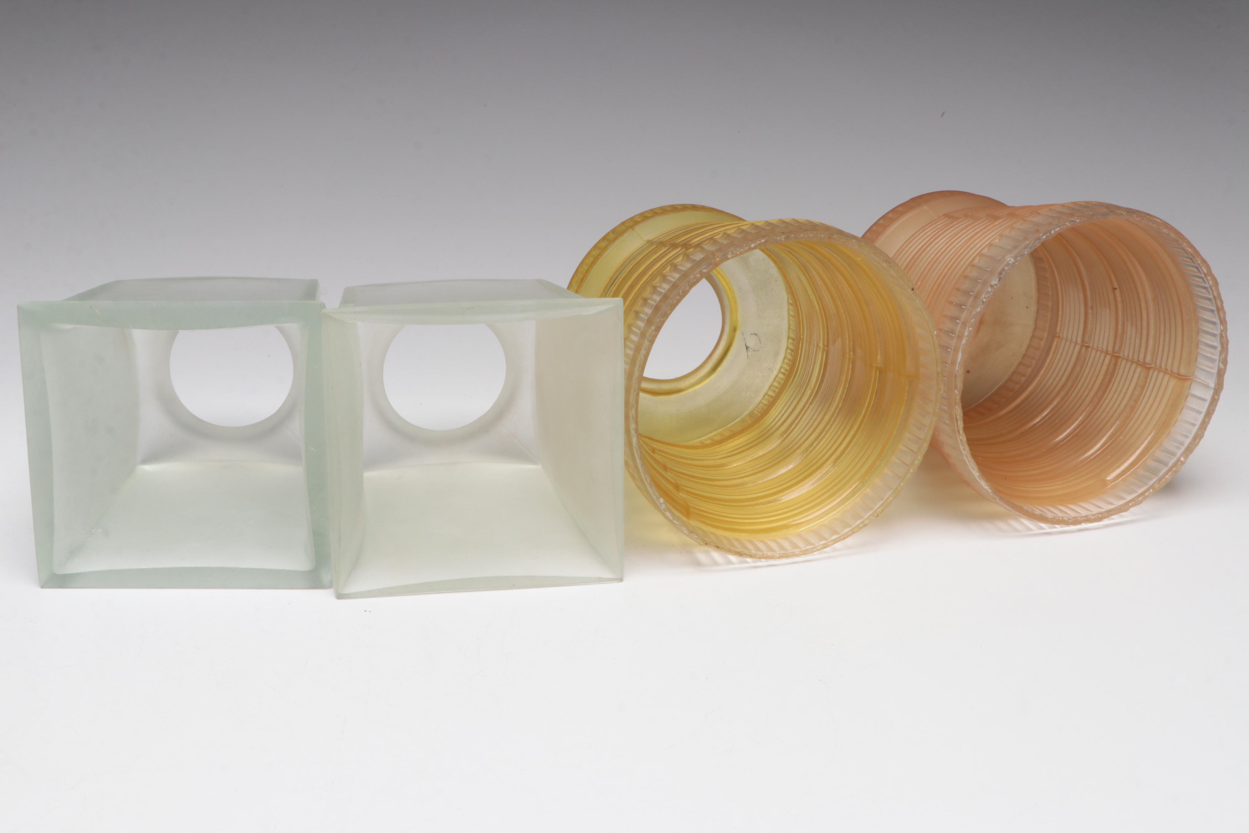 Art Deco Pressed Glass Light Shades