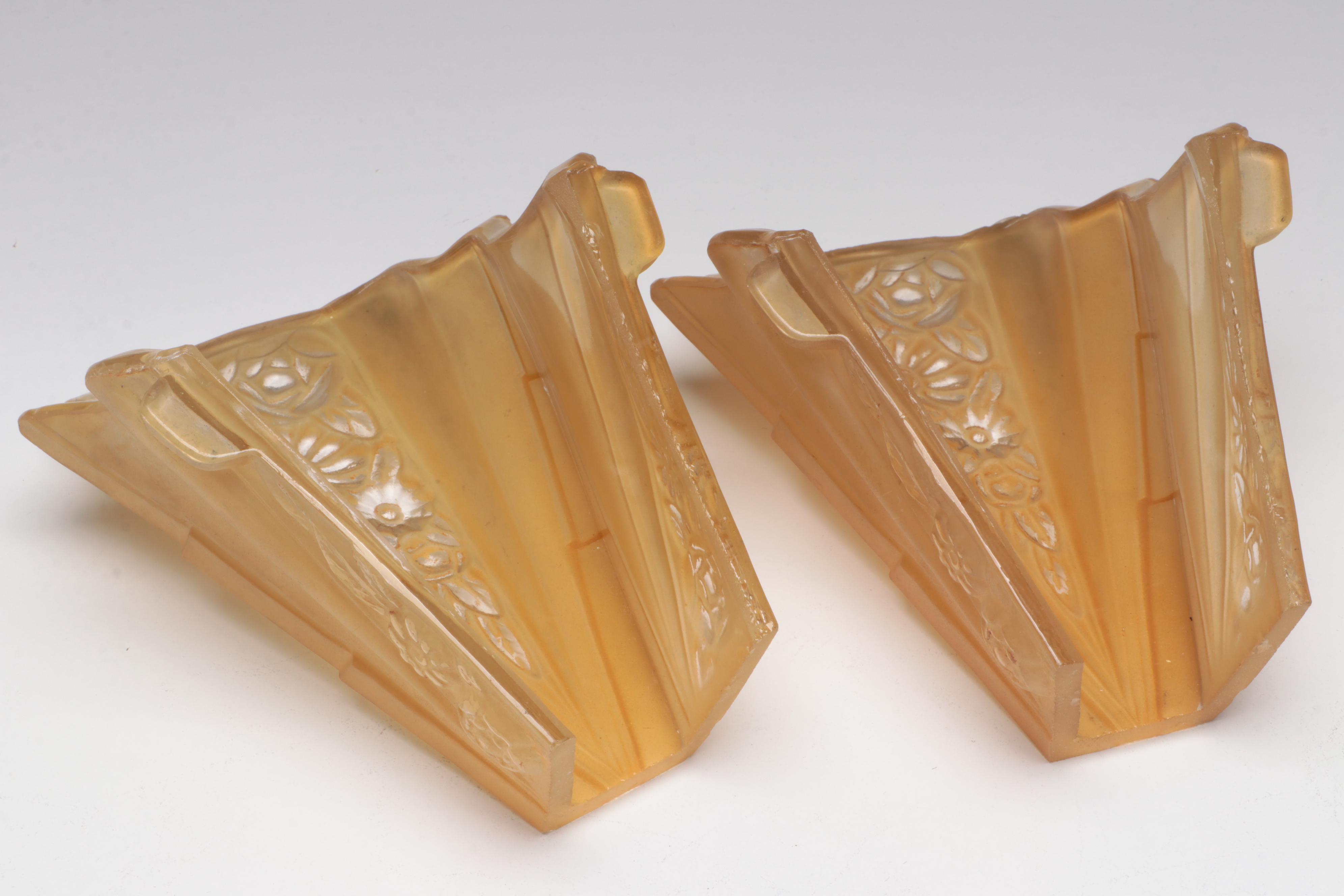 Art Deco Pressed Glass Light Shades